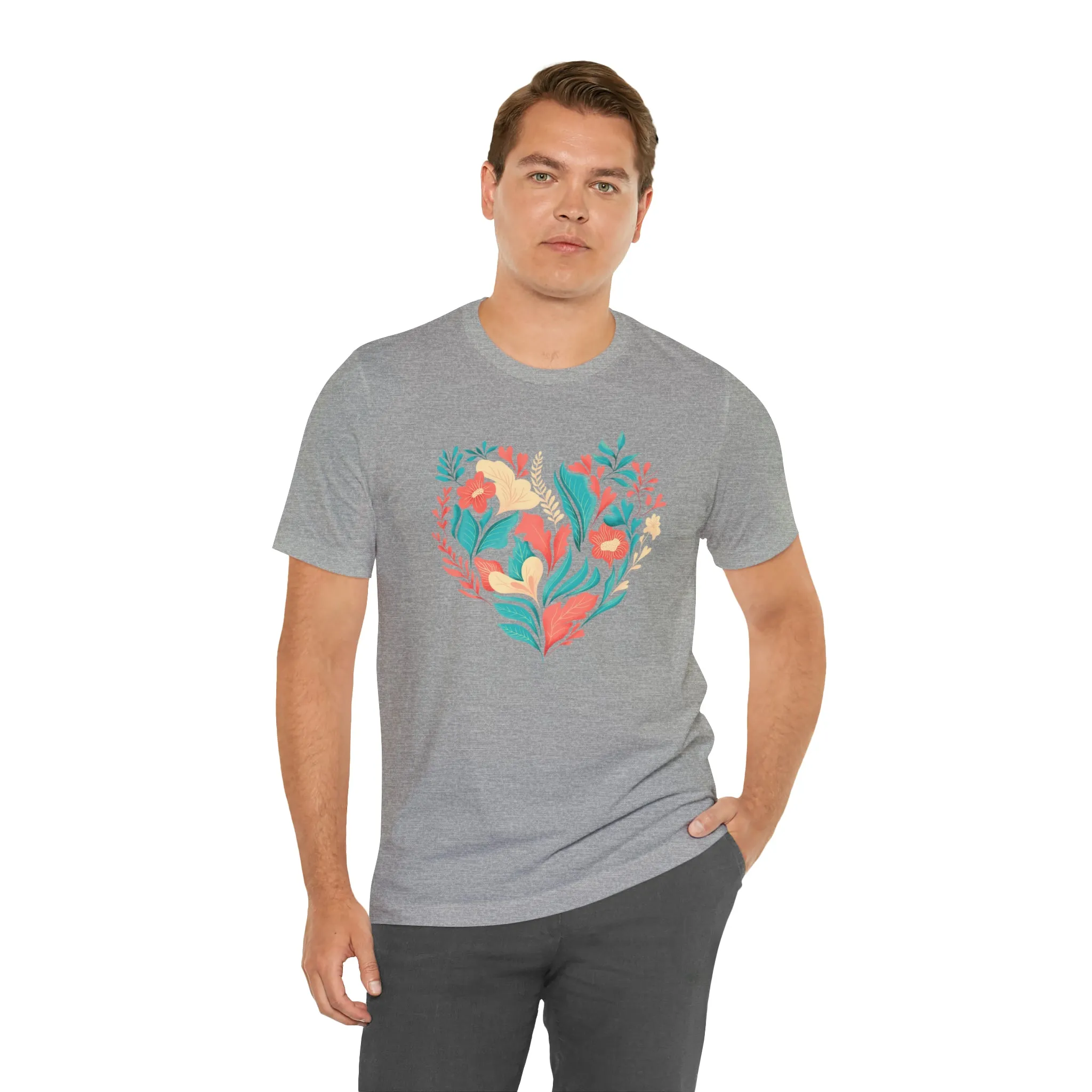 Flower Heart T-Shirt | Love Ya Mom Tee |  Bella Canvas 3001 Unisex |  Mother Short Sleeve Tshirt