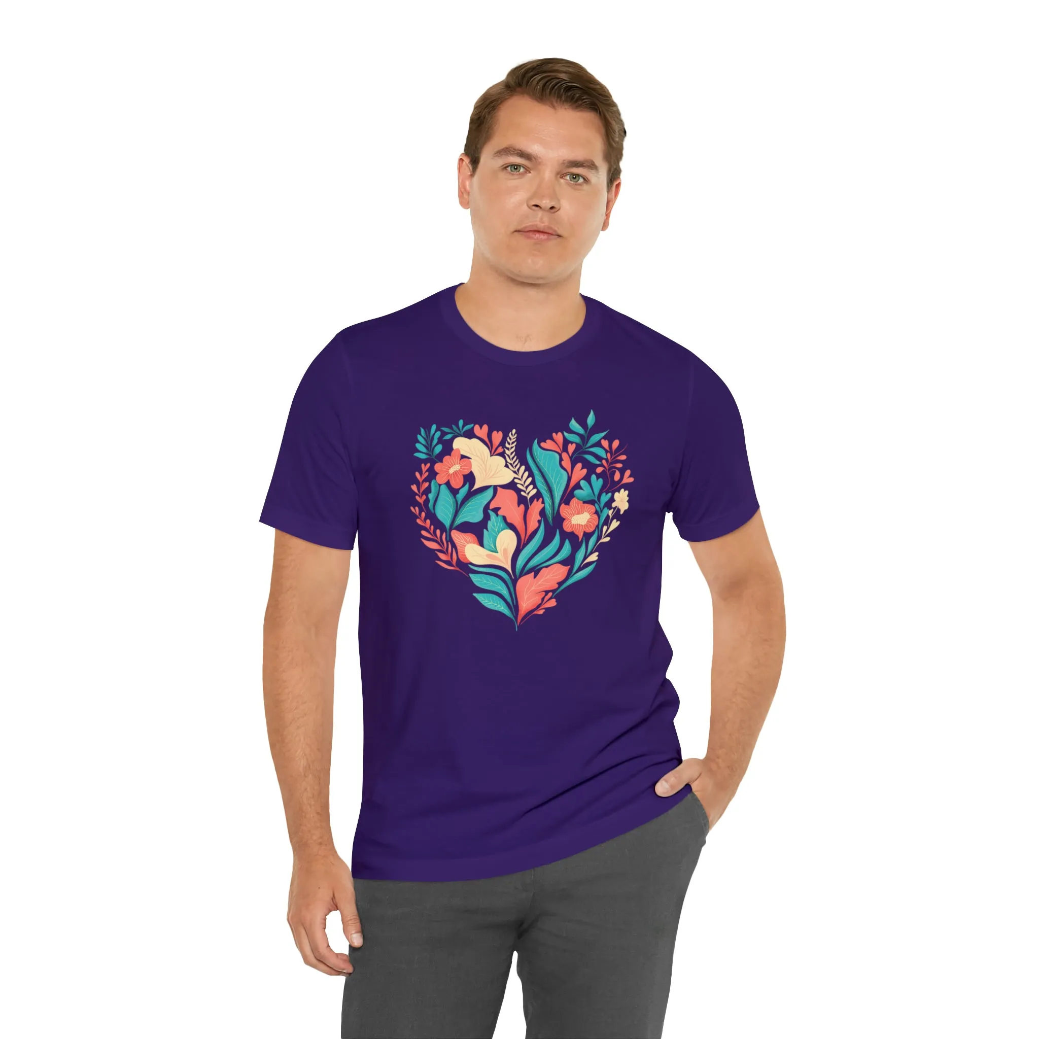 Flower Heart T-Shirt | Love Ya Mom Tee |  Bella Canvas 3001 Unisex |  Mother Short Sleeve Tshirt