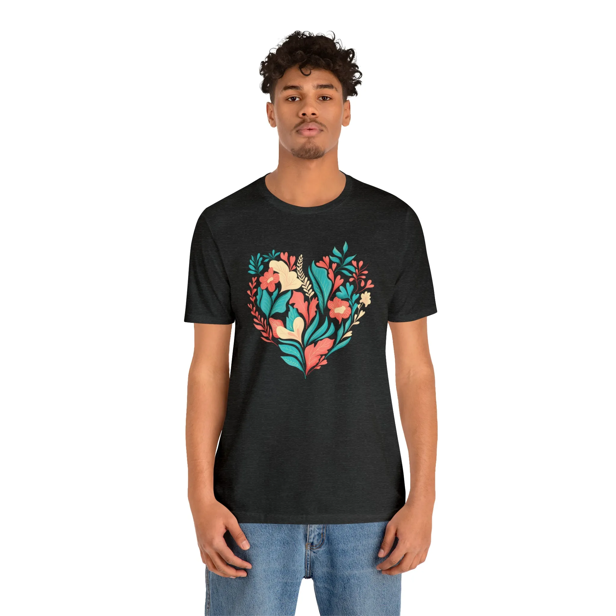 Flower Heart T-Shirt | Love Ya Mom Tee |  Bella Canvas 3001 Unisex |  Mother Short Sleeve Tshirt