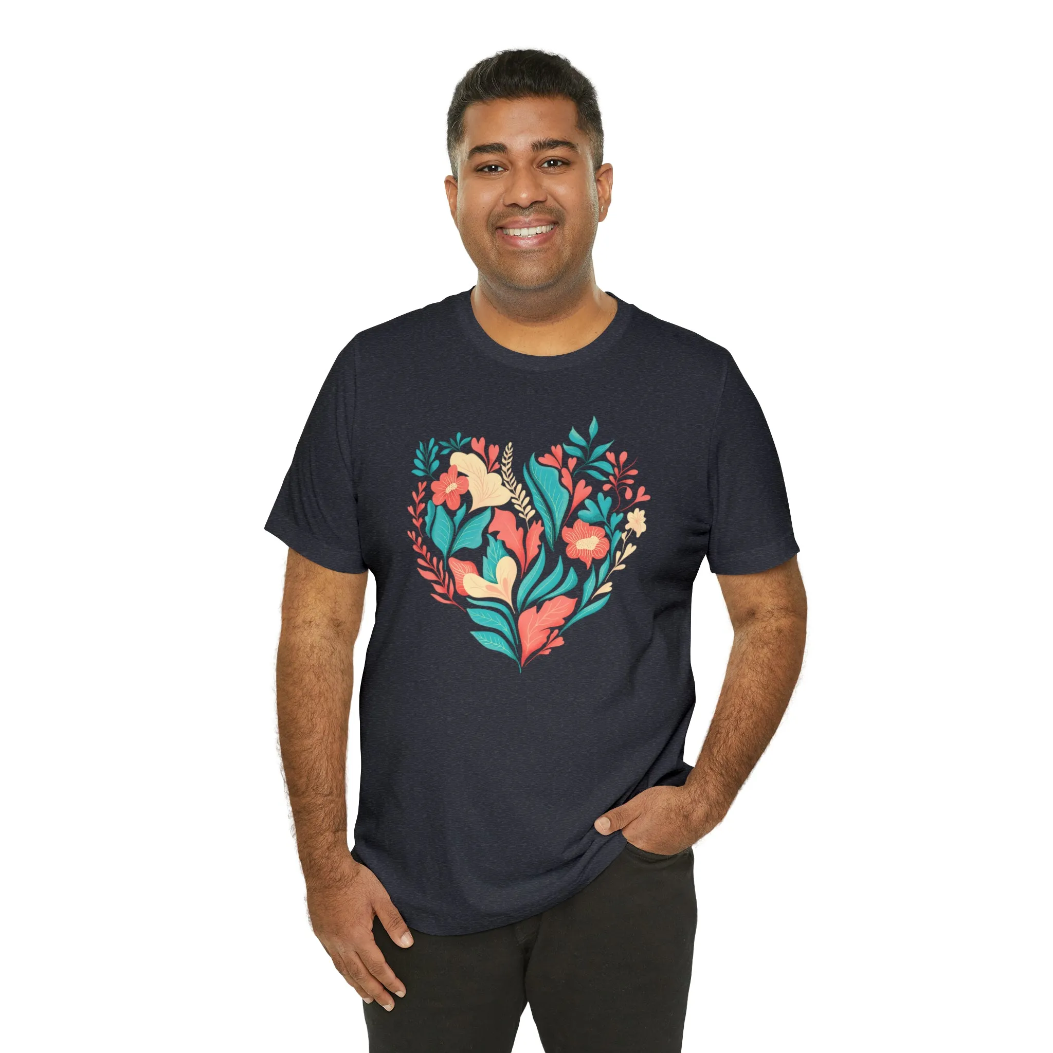 Flower Heart T-Shirt | Love Ya Mom Tee |  Bella Canvas 3001 Unisex |  Mother Short Sleeve Tshirt