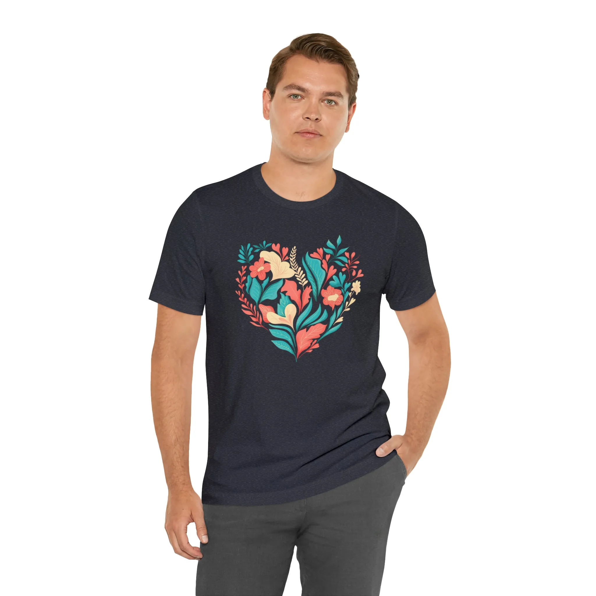 Flower Heart T-Shirt | Love Ya Mom Tee |  Bella Canvas 3001 Unisex |  Mother Short Sleeve Tshirt