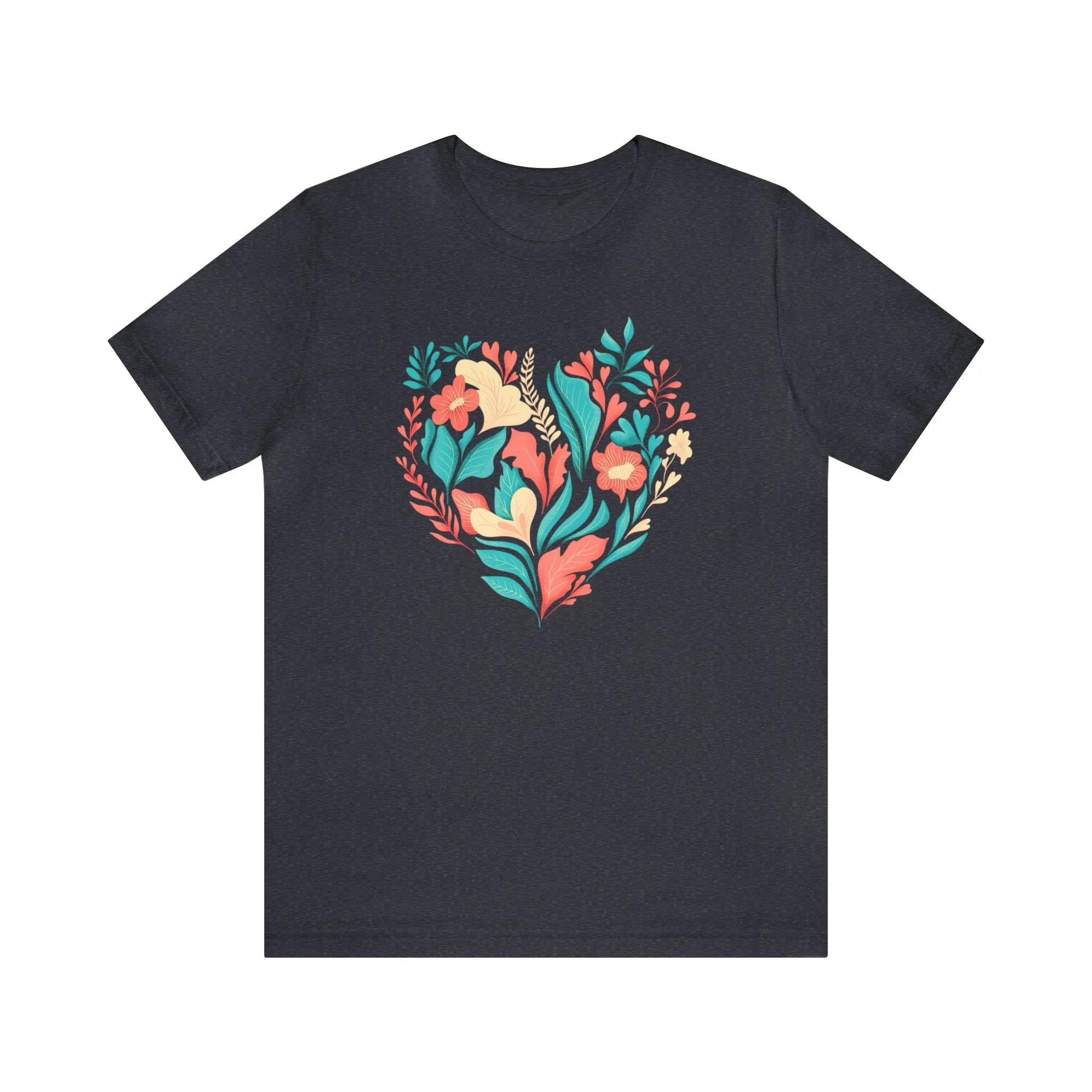 Flower Heart T-Shirt | Love Ya Mom Tee |  Bella Canvas 3001 Unisex |  Mother Short Sleeve Tshirt