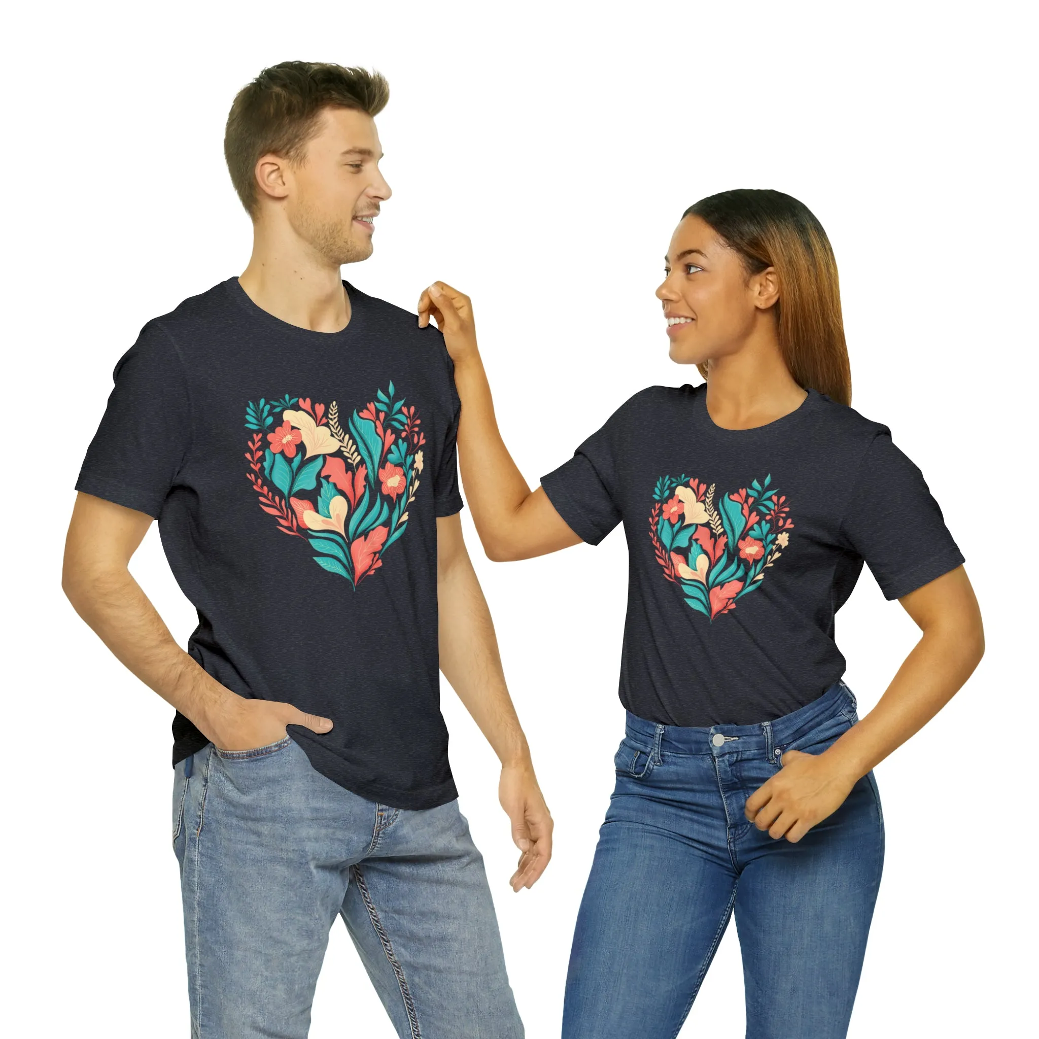 Flower Heart T-Shirt | Love Ya Mom Tee |  Bella Canvas 3001 Unisex |  Mother Short Sleeve Tshirt