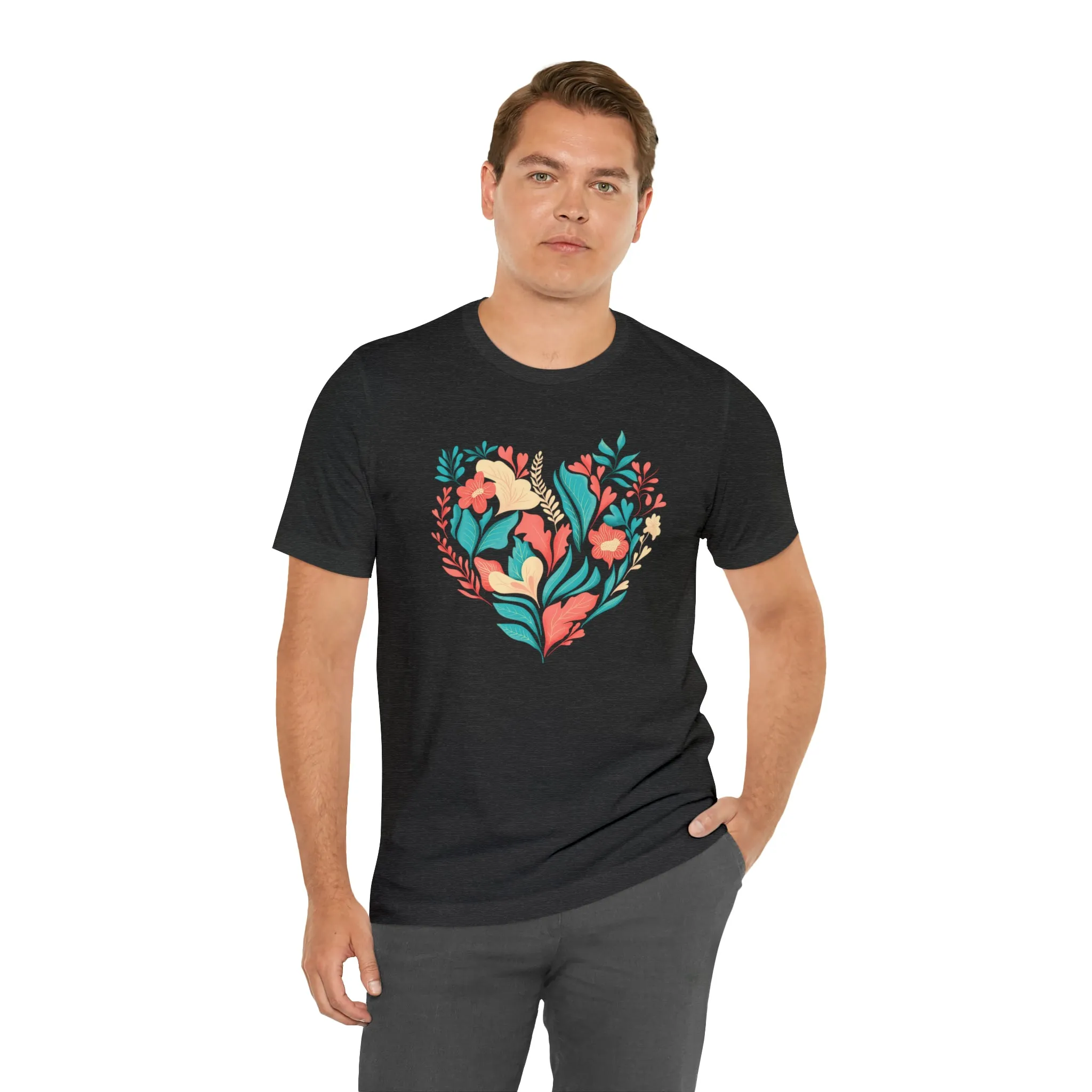 Flower Heart T-Shirt | Love Ya Mom Tee |  Bella Canvas 3001 Unisex |  Mother Short Sleeve Tshirt