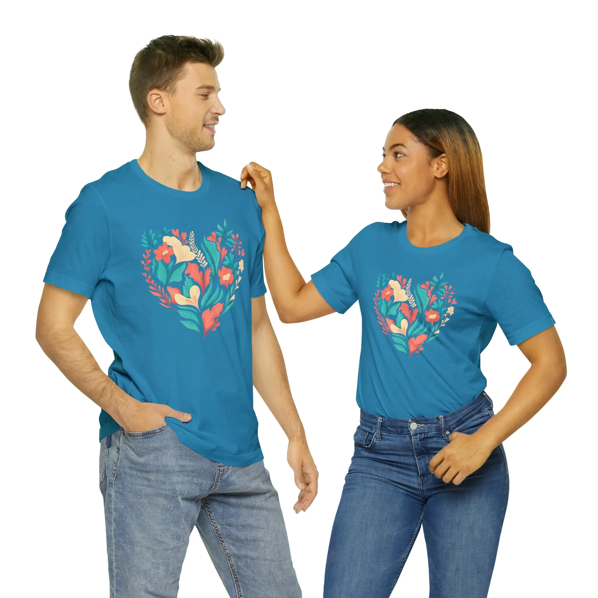 Flower Heart T-Shirt | Love Ya Mom Tee |  Bella Canvas 3001 Unisex |  Mother Short Sleeve Tshirt