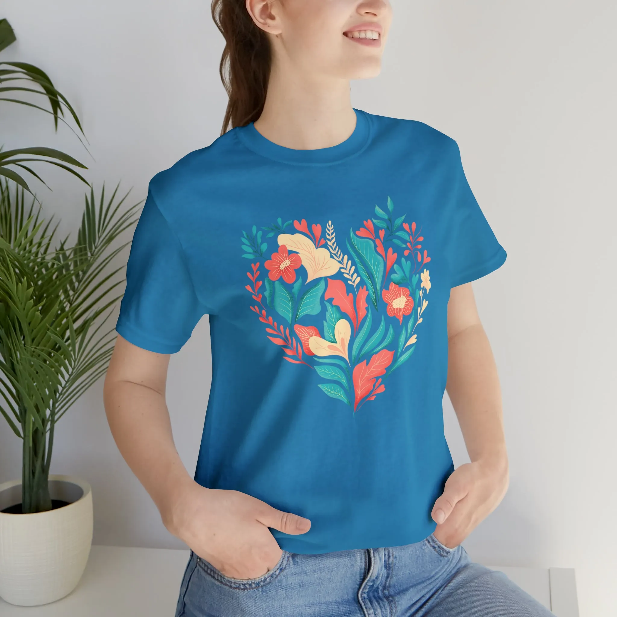 Flower Heart T-Shirt | Love Ya Mom Tee |  Bella Canvas 3001 Unisex |  Mother Short Sleeve Tshirt