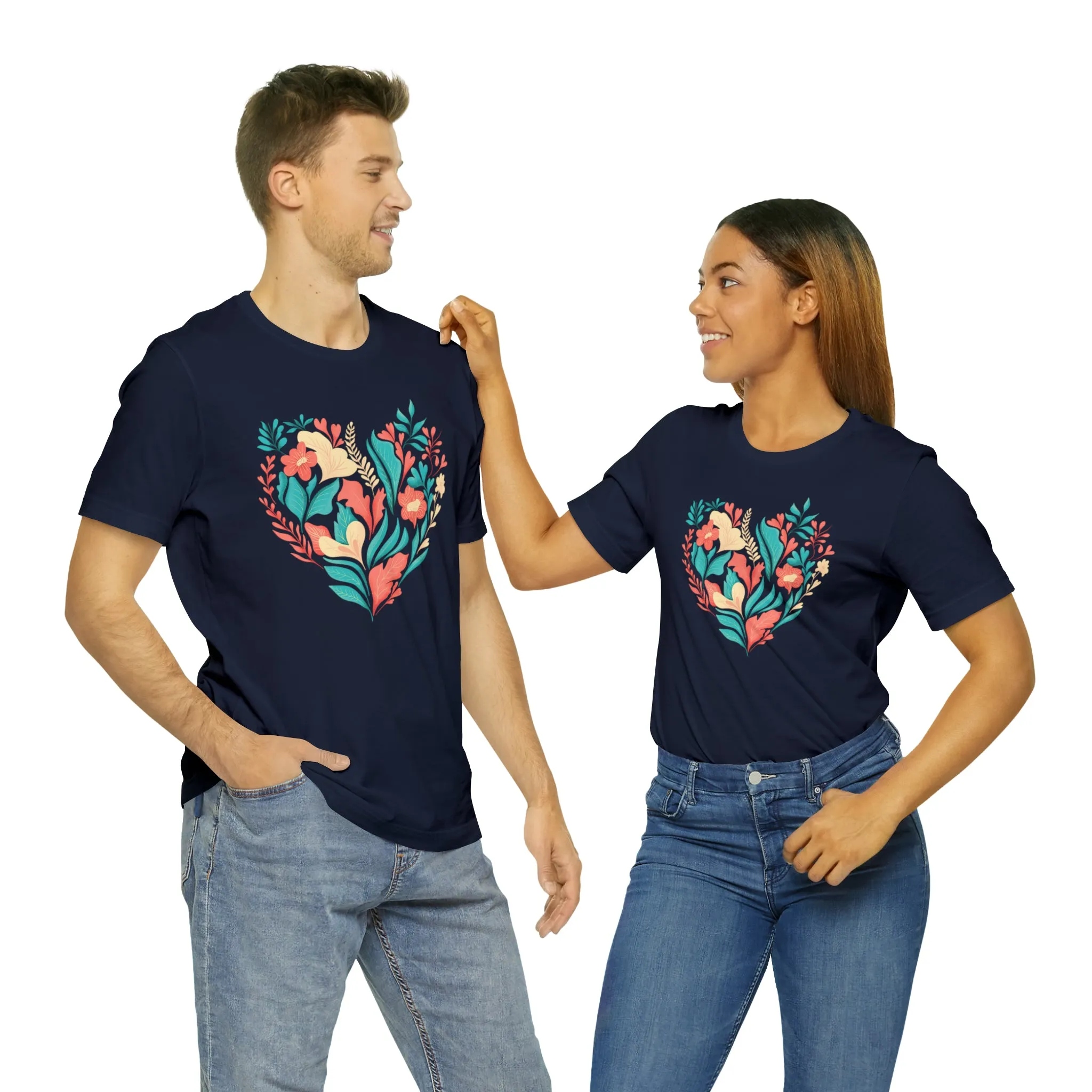 Flower Heart T-Shirt | Love Ya Mom Tee |  Bella Canvas 3001 Unisex |  Mother Short Sleeve Tshirt
