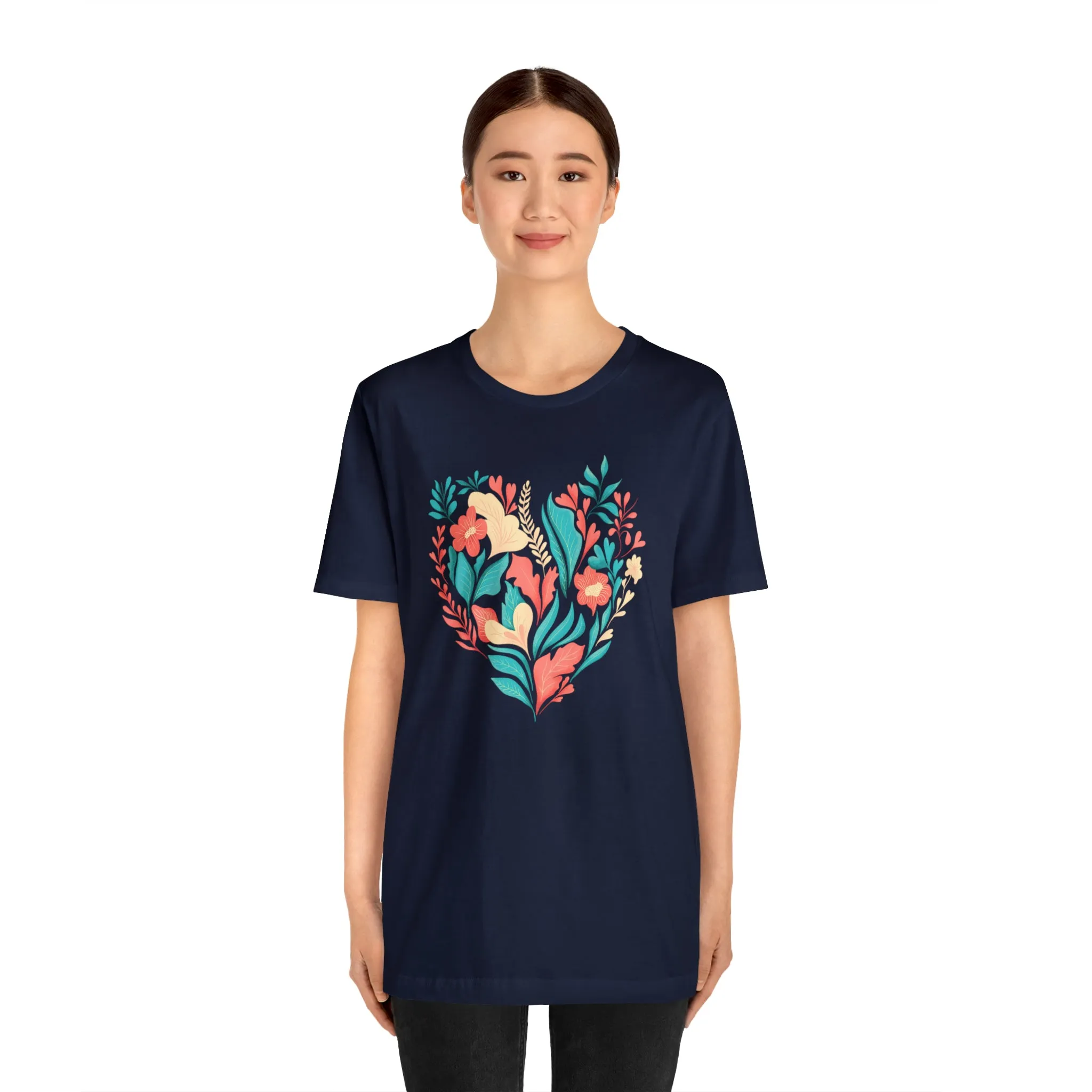Flower Heart T-Shirt | Love Ya Mom Tee |  Bella Canvas 3001 Unisex |  Mother Short Sleeve Tshirt