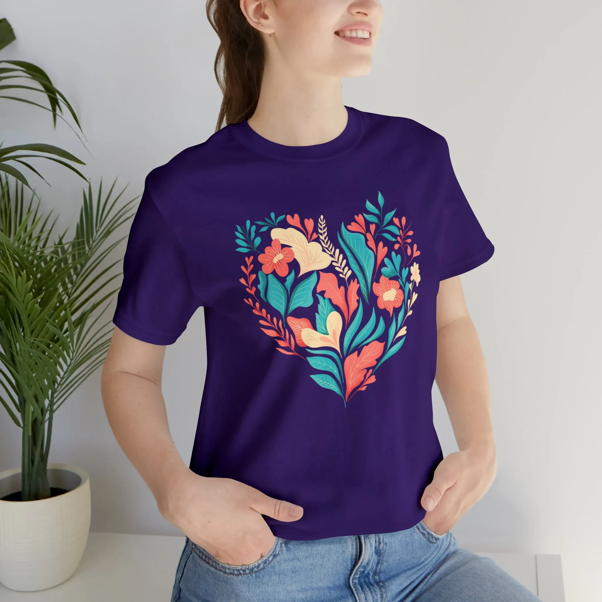 Flower Heart T-Shirt | Love Ya Mom Tee |  Bella Canvas 3001 Unisex |  Mother Short Sleeve Tshirt