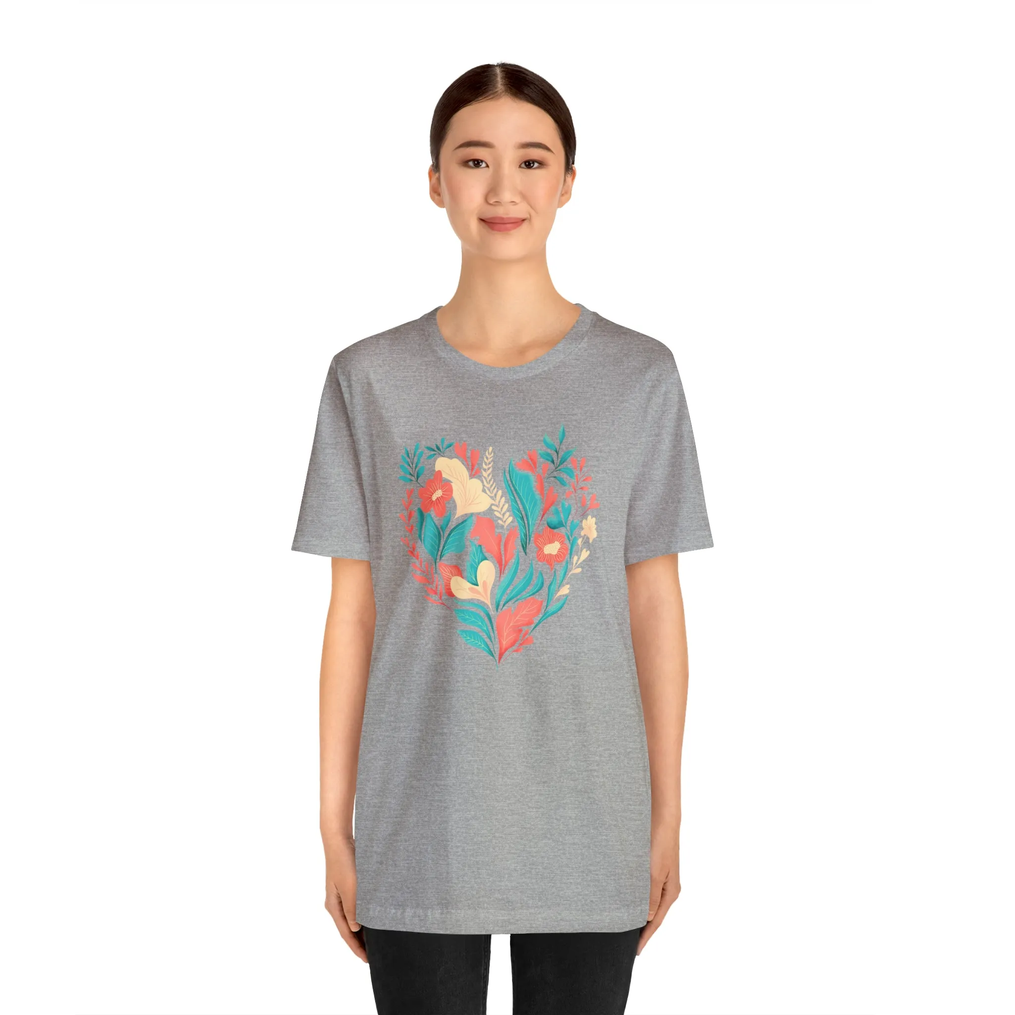 Flower Heart T-Shirt | Love Ya Mom Tee |  Bella Canvas 3001 Unisex |  Mother Short Sleeve Tshirt