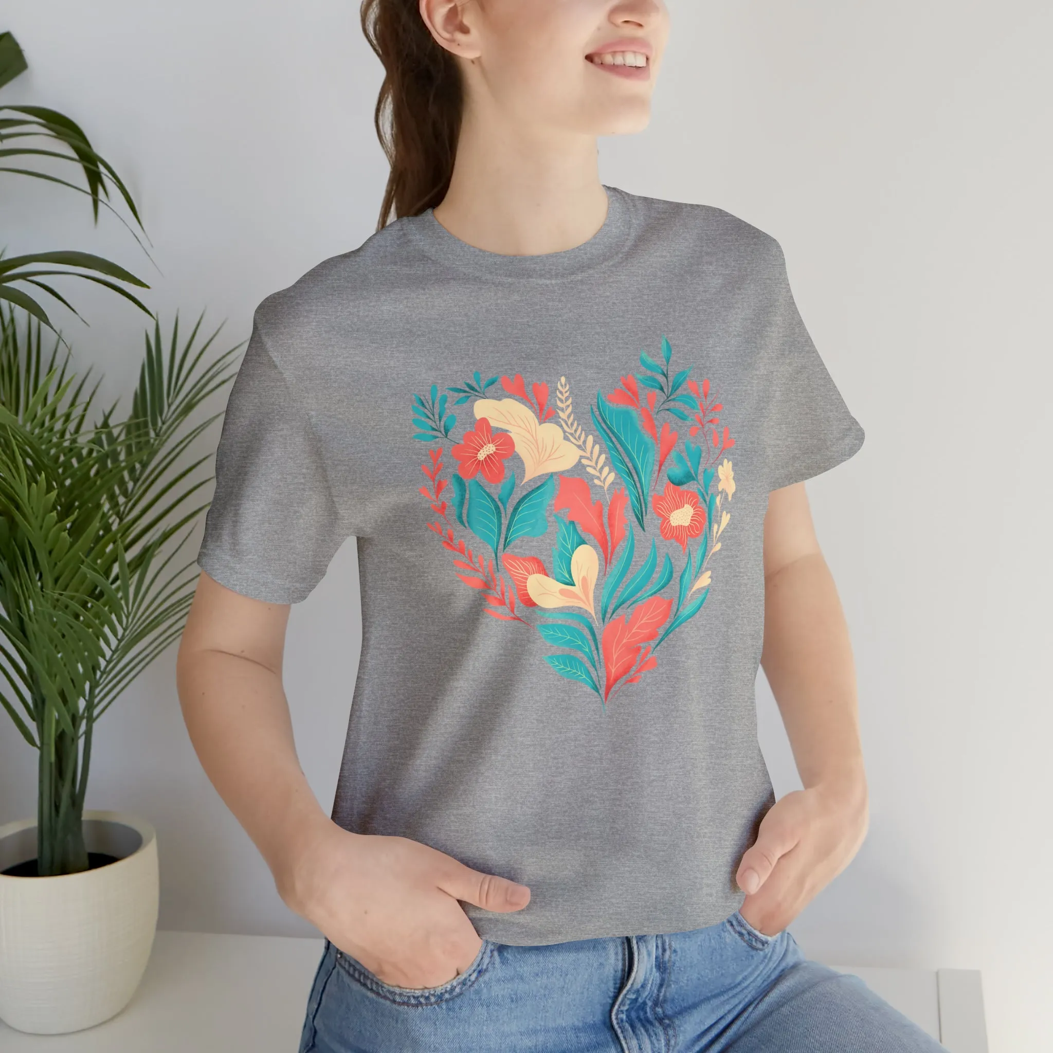 Flower Heart T-Shirt | Love Ya Mom Tee |  Bella Canvas 3001 Unisex |  Mother Short Sleeve Tshirt