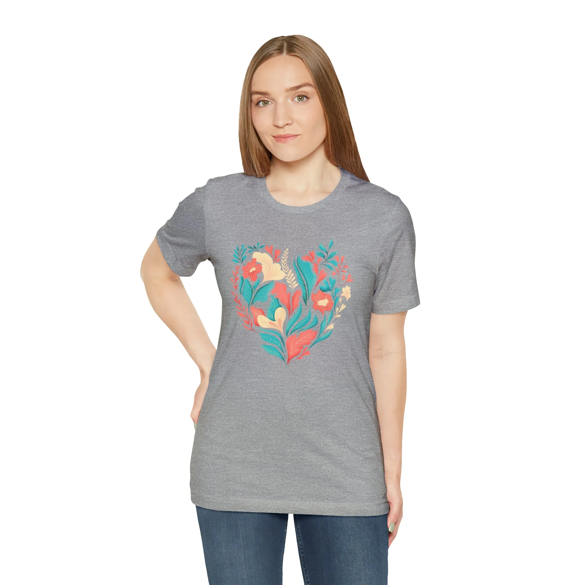 Flower Heart T-Shirt | Love Ya Mom Tee |  Bella Canvas 3001 Unisex |  Mother Short Sleeve Tshirt