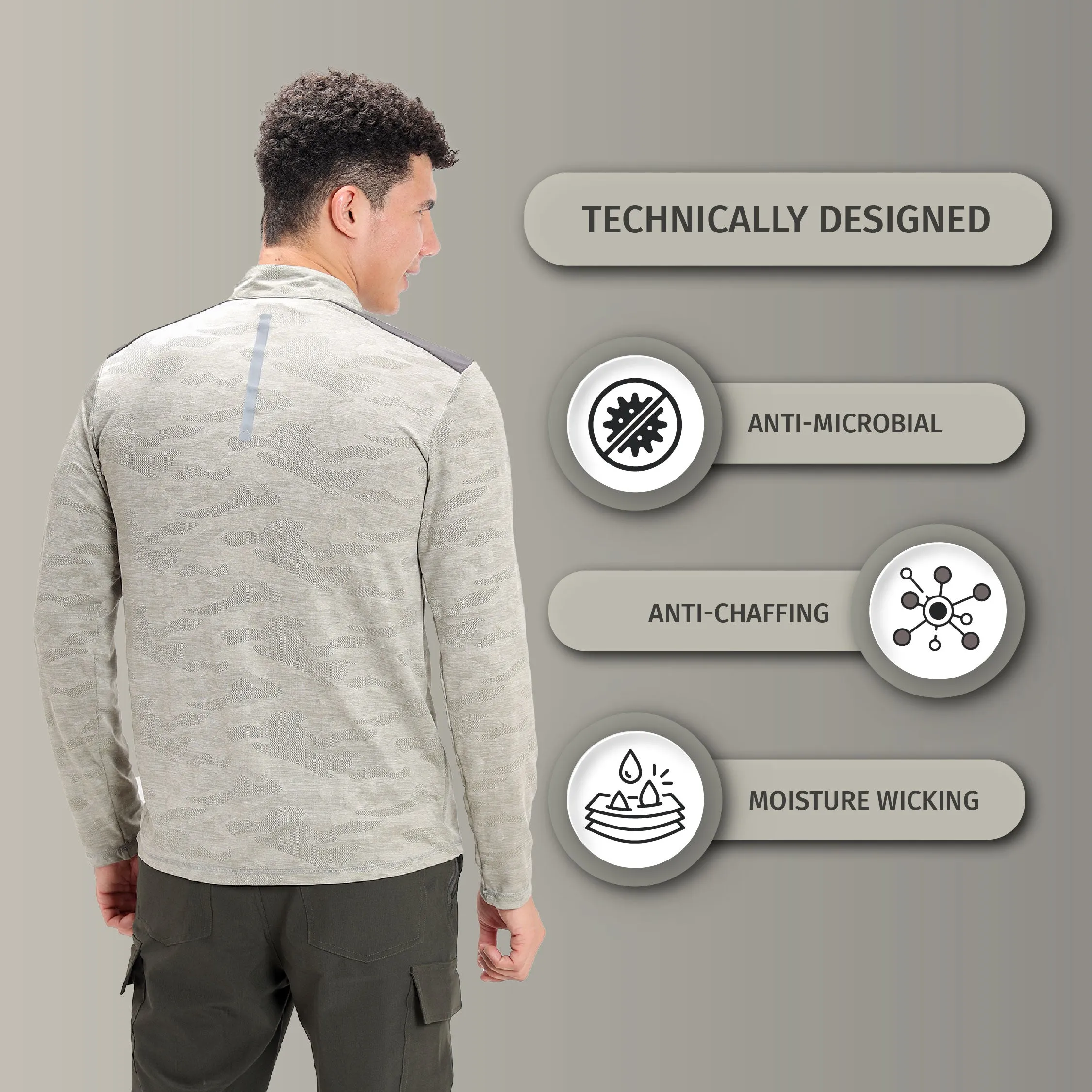 Full Sleeve Hiking and Trekking T-Shirt & Jersey | Light Grey