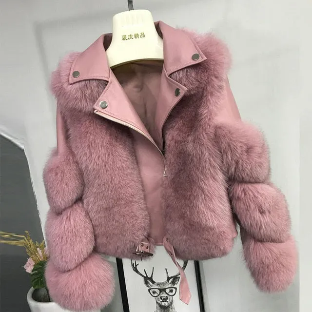 Genuine Natural Fox Fur Jacket Outwear Luxury Women 2020 Winter