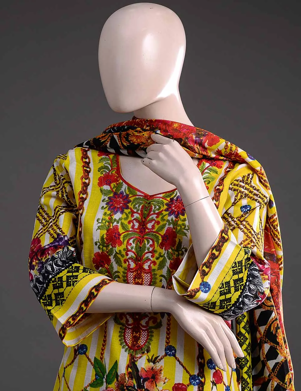GK-4A - Graceful Heritage  |  Unstitched Printed & Embroidered Khaddar Dress