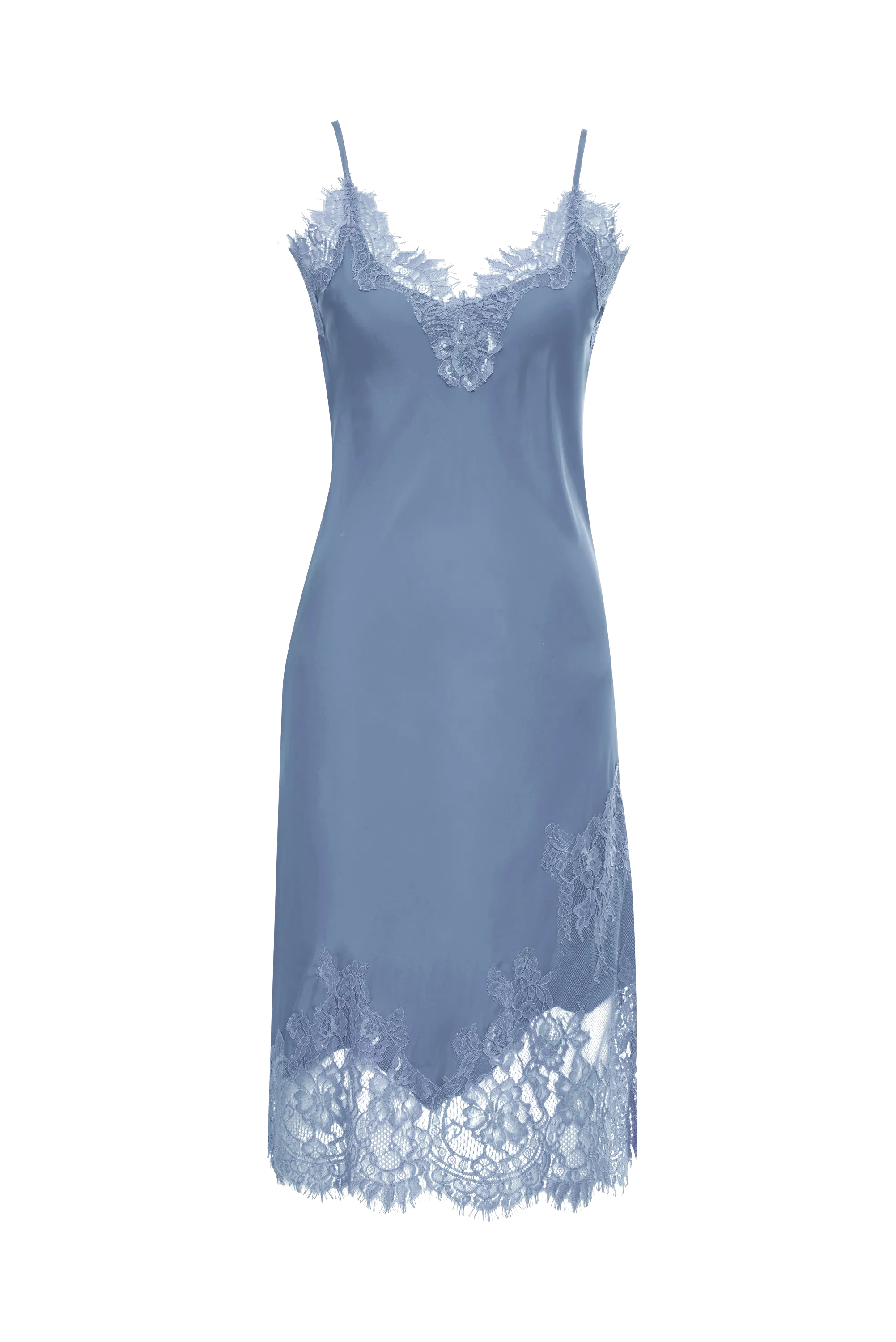 Grace Lace Silk Dress Ash Blue