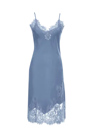 Grace Lace Silk Dress Ash Blue