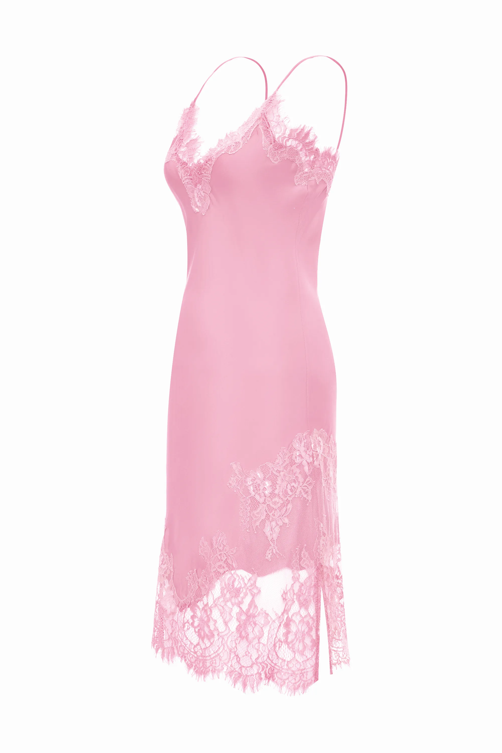Grace Lace Silk Dress - Pretty In Pink