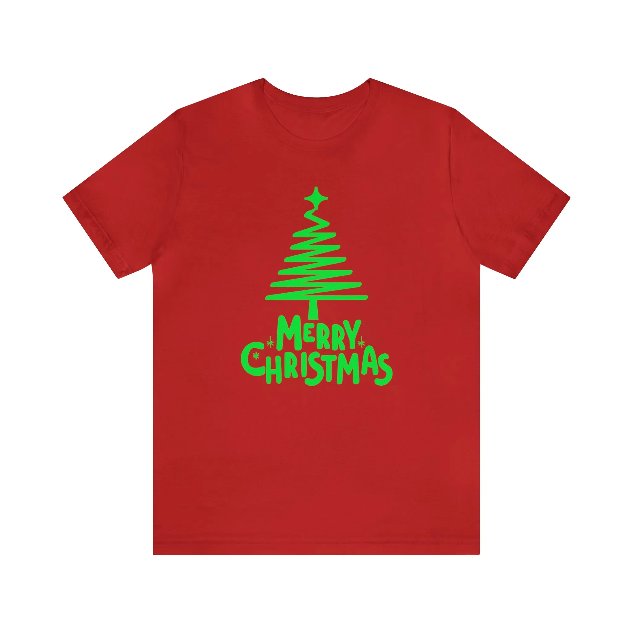 Green Merry Christmas Tree T-Shirt | Christmas Holiday Tee |  Bella Canvas 3001Unisex | Funny Party Short Sleeve Tshirt