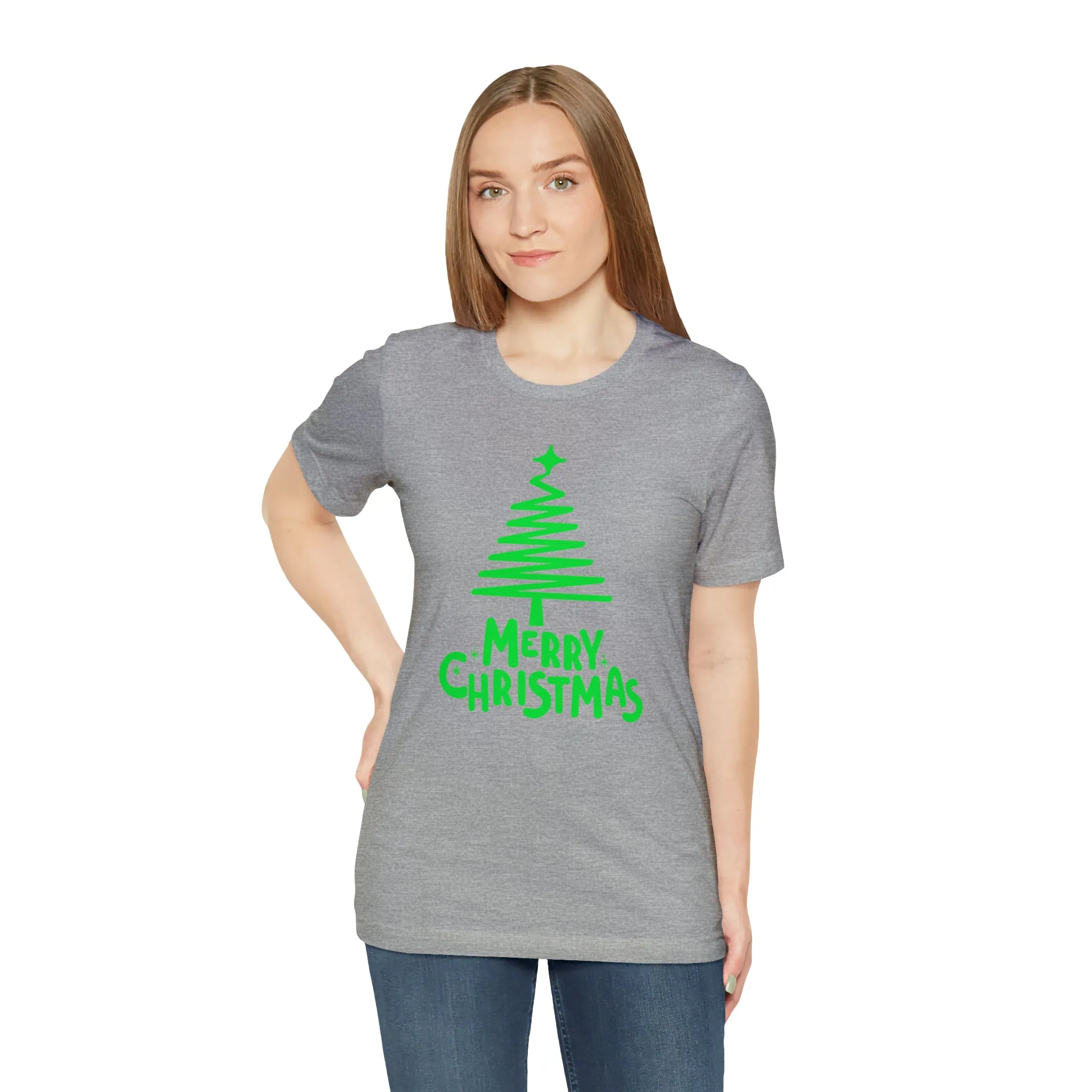 Green Merry Christmas Tree T-Shirt | Christmas Holiday Tee |  Bella Canvas 3001Unisex | Funny Party Short Sleeve Tshirt