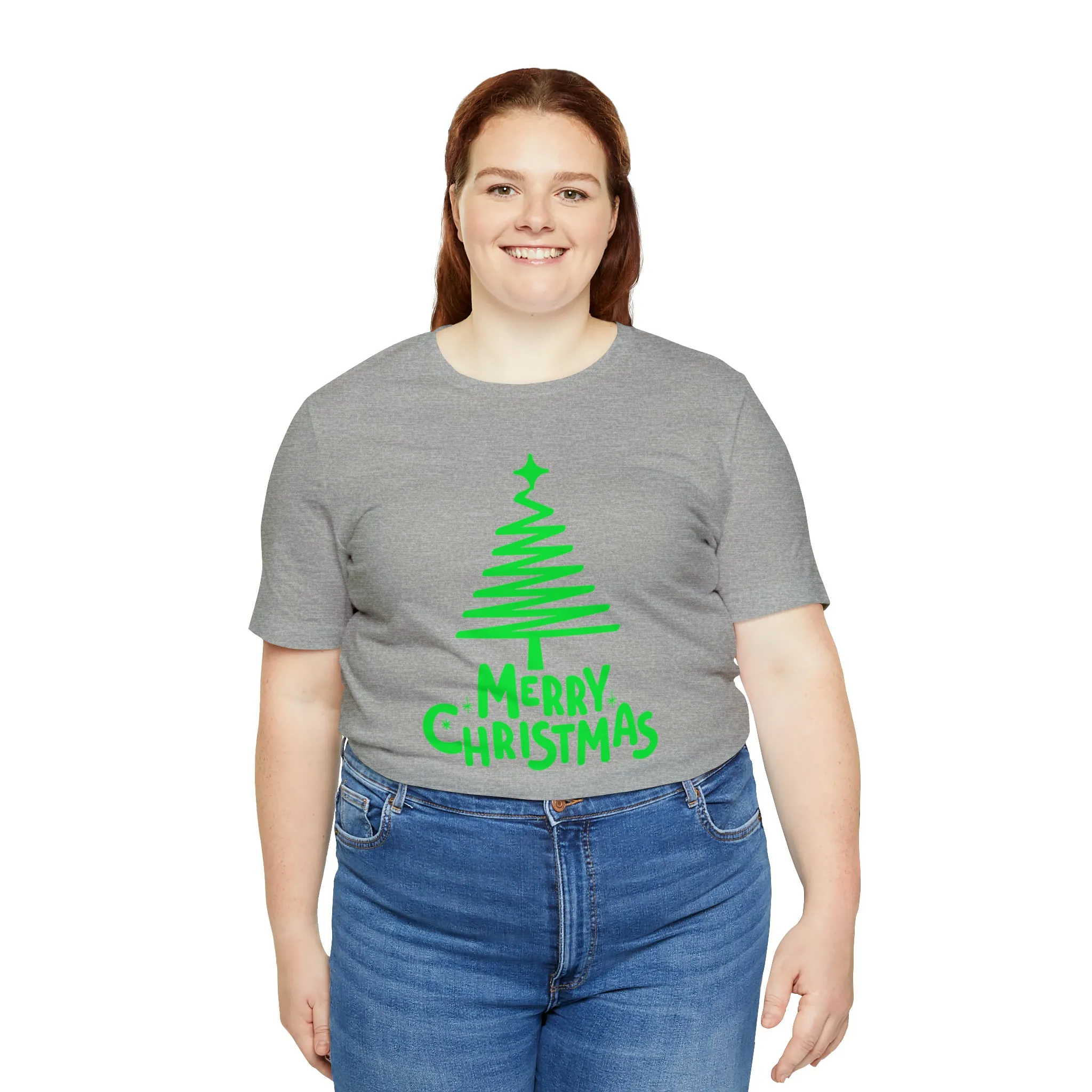 Green Merry Christmas Tree T-Shirt | Christmas Holiday Tee |  Bella Canvas 3001Unisex | Funny Party Short Sleeve Tshirt