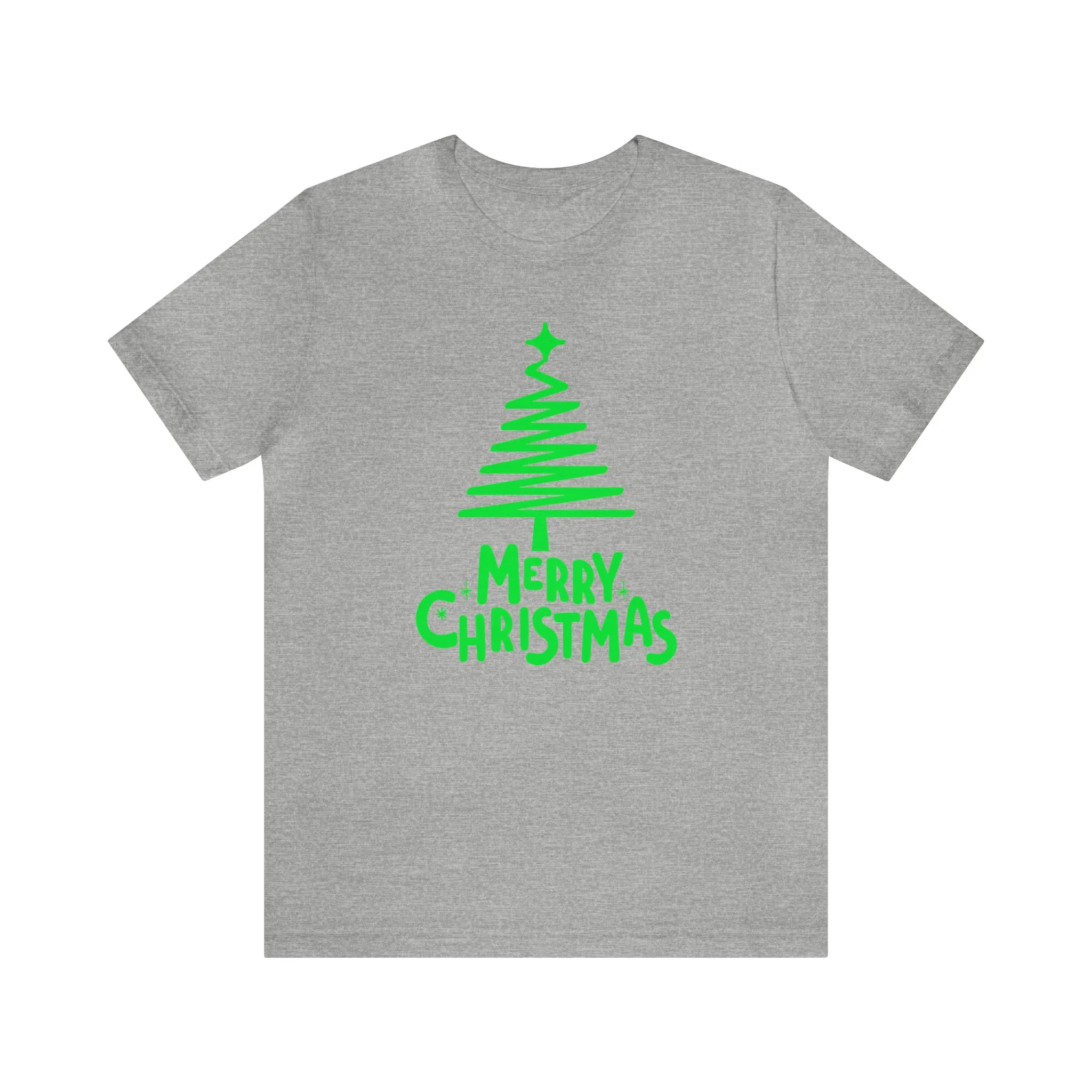Green Merry Christmas Tree T-Shirt | Christmas Holiday Tee |  Bella Canvas 3001Unisex | Funny Party Short Sleeve Tshirt