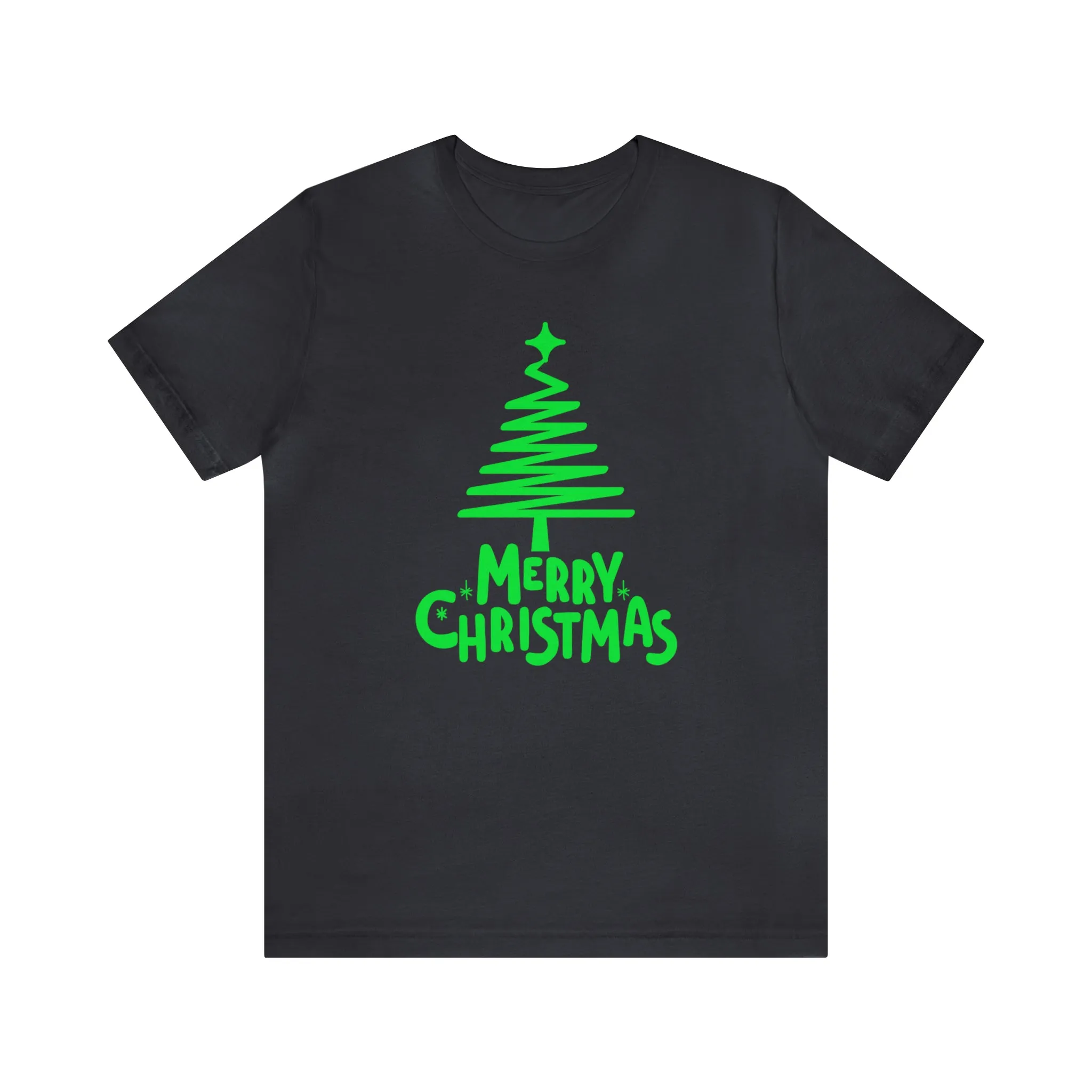 Green Merry Christmas Tree T-Shirt | Christmas Holiday Tee |  Bella Canvas 3001Unisex | Funny Party Short Sleeve Tshirt