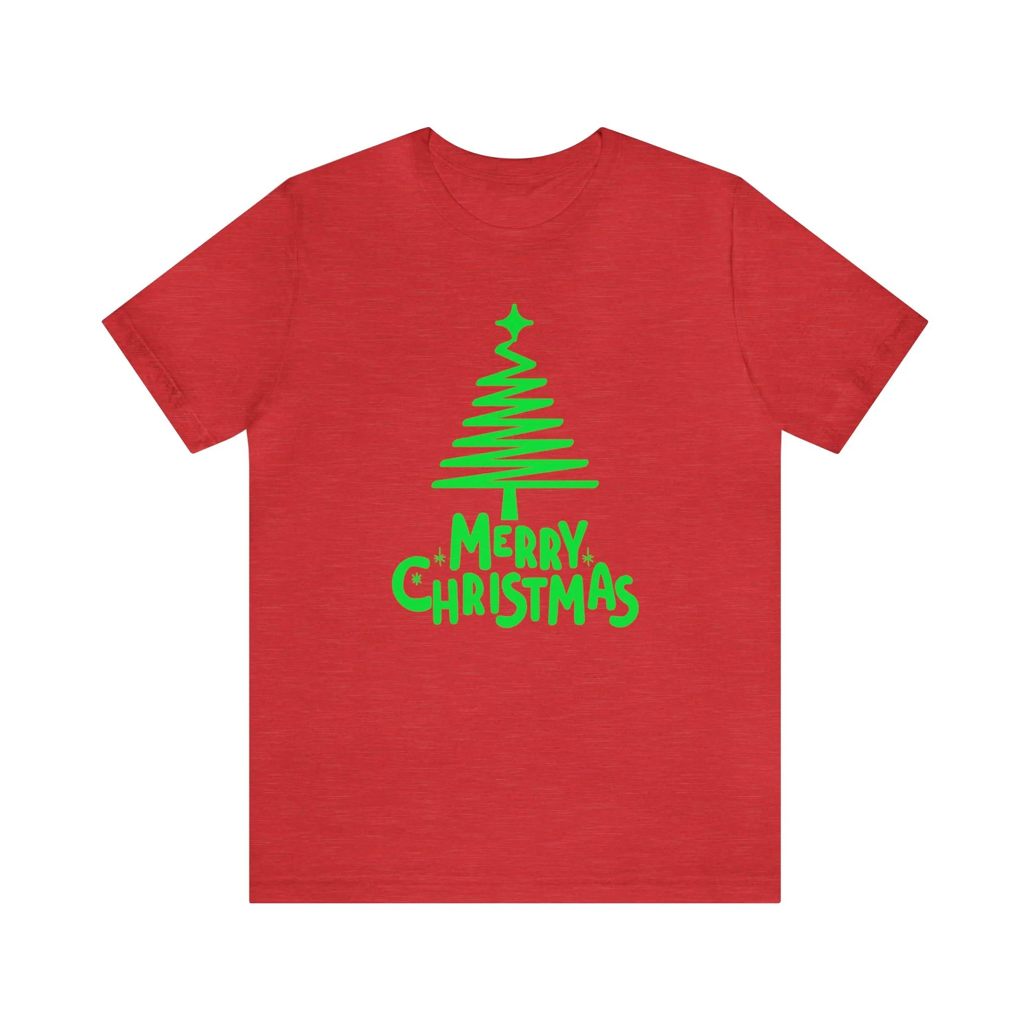 Green Merry Christmas Tree T-Shirt | Christmas Holiday Tee |  Bella Canvas 3001Unisex | Funny Party Short Sleeve Tshirt