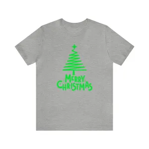 Green Merry Christmas Tree T-Shirt | Christmas Holiday Tee |  Bella Canvas 3001Unisex | Funny Party Short Sleeve Tshirt