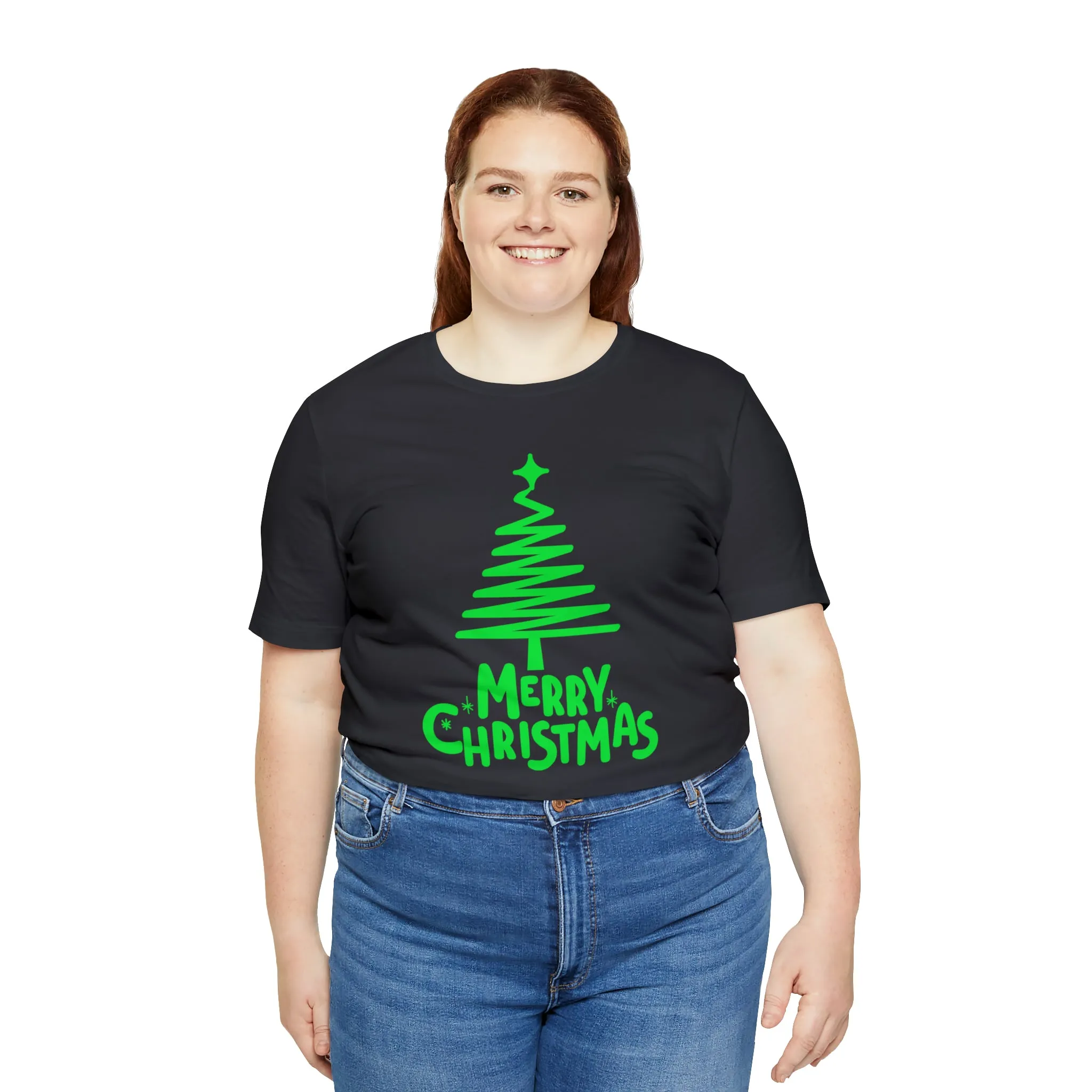 Green Merry Christmas Tree T-Shirt | Christmas Holiday Tee |  Bella Canvas 3001Unisex | Funny Party Short Sleeve Tshirt