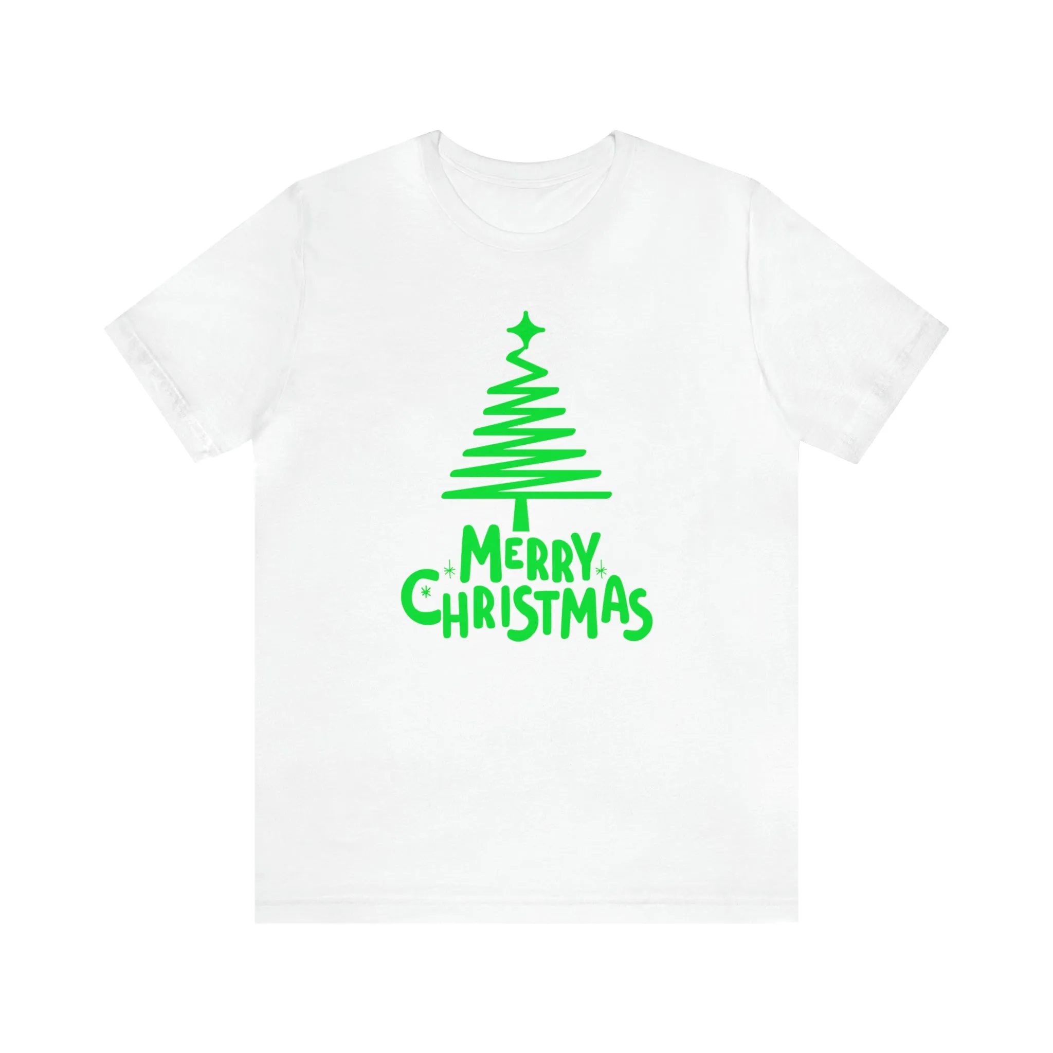Green Merry Christmas Tree T-Shirt | Christmas Holiday Tee |  Bella Canvas 3001Unisex | Funny Party Short Sleeve Tshirt