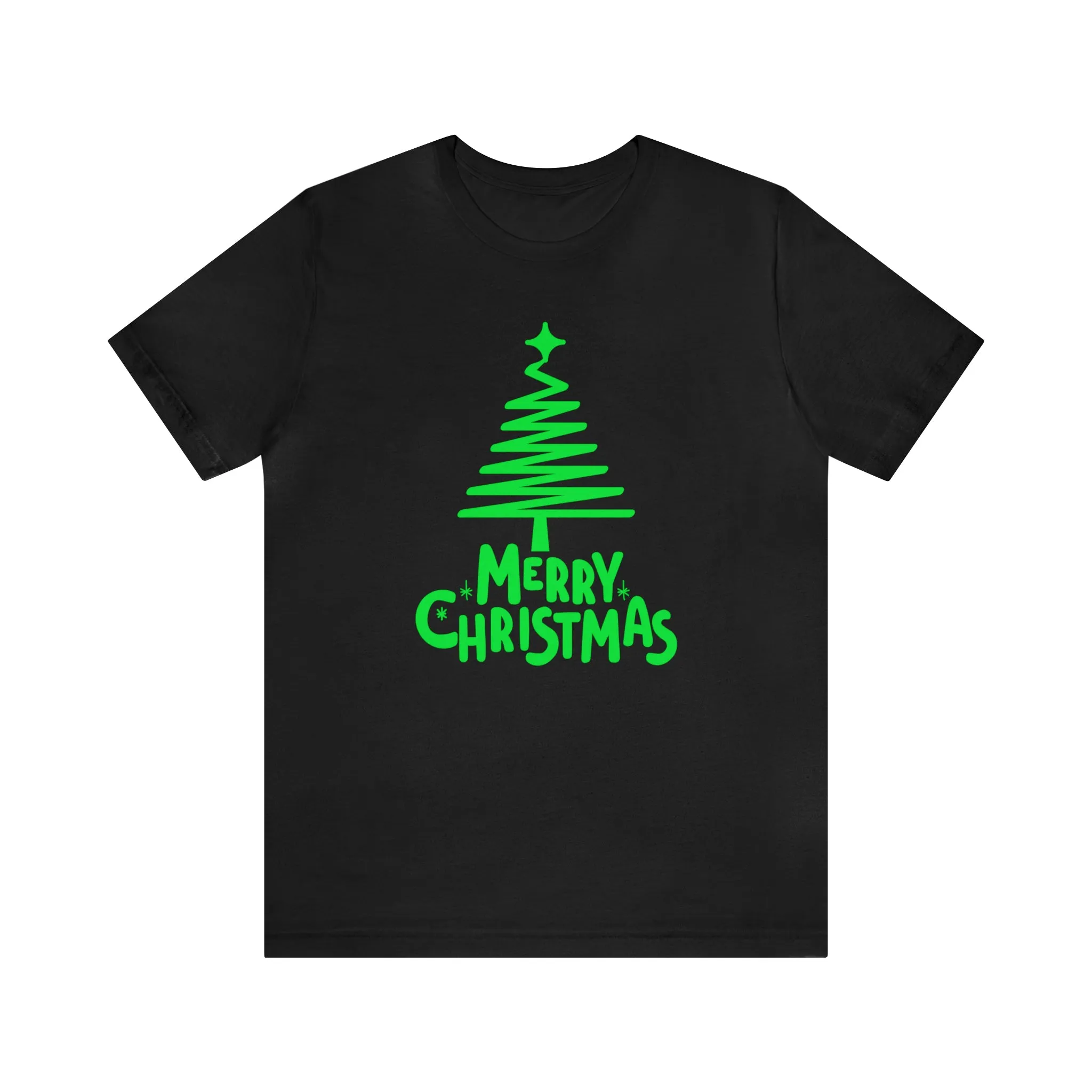Green Merry Christmas Tree T-Shirt | Christmas Holiday Tee |  Bella Canvas 3001Unisex | Funny Party Short Sleeve Tshirt