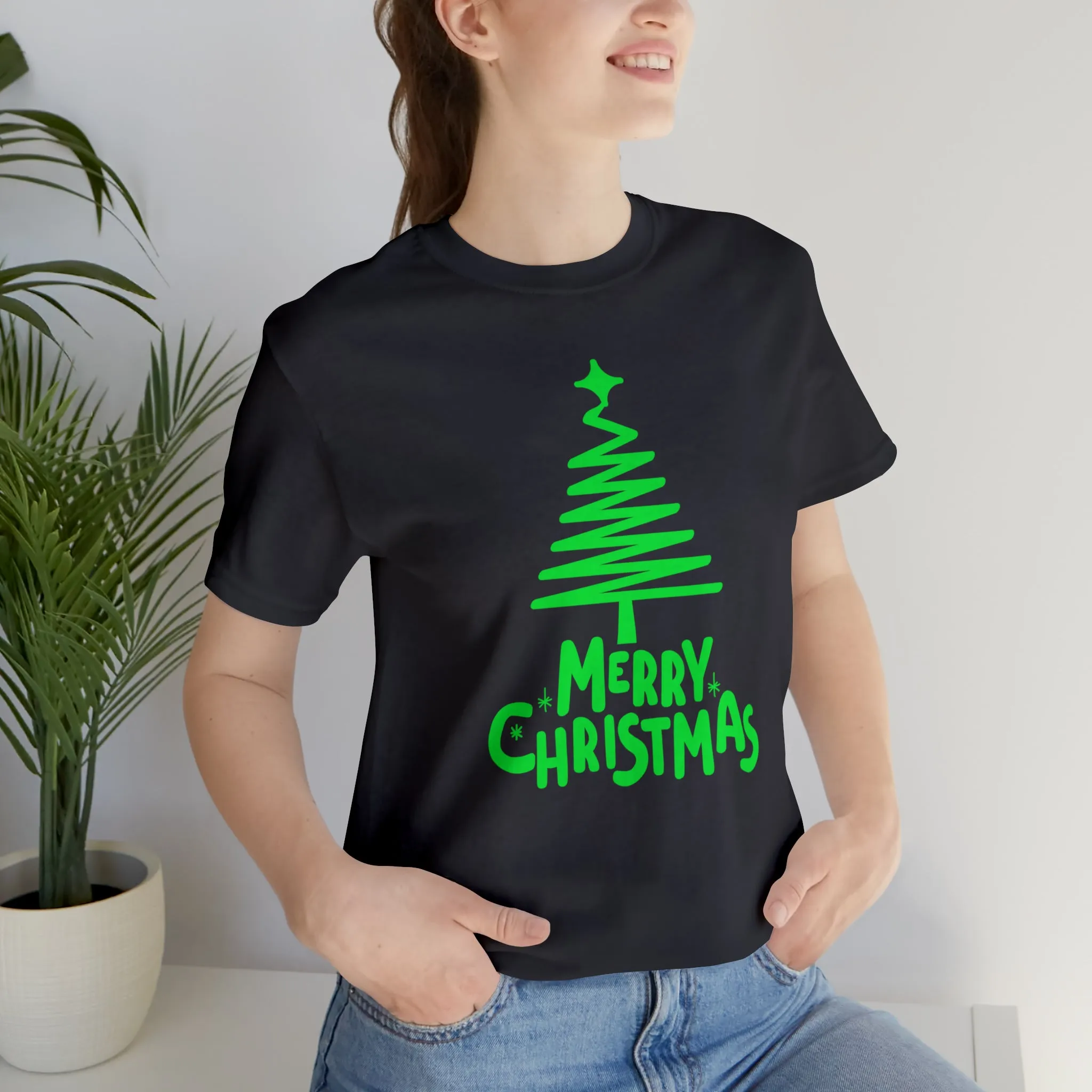 Green Merry Christmas Tree T-Shirt | Christmas Holiday Tee |  Bella Canvas 3001Unisex | Funny Party Short Sleeve Tshirt