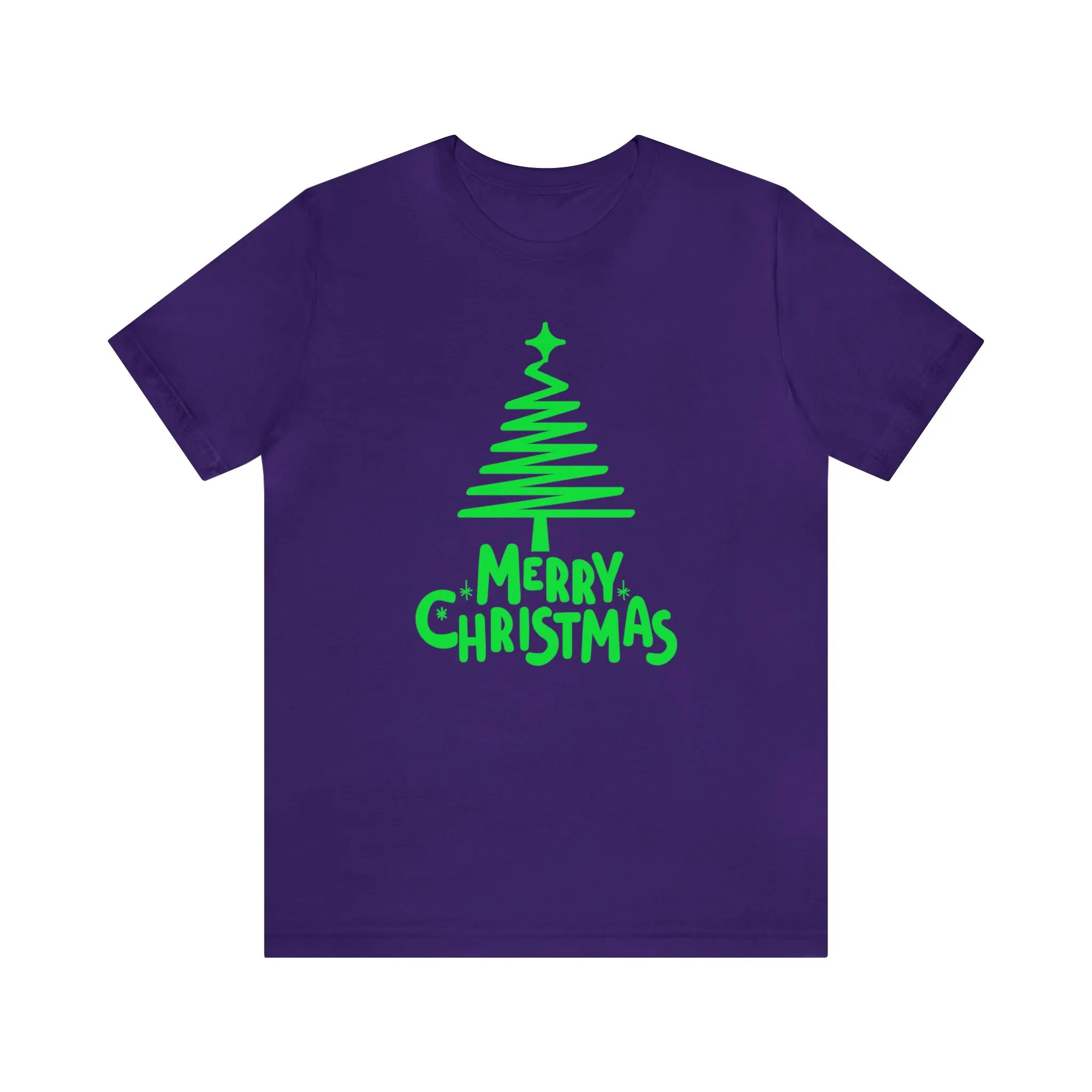 Green Merry Christmas Tree T-Shirt | Christmas Holiday Tee |  Bella Canvas 3001Unisex | Funny Party Short Sleeve Tshirt