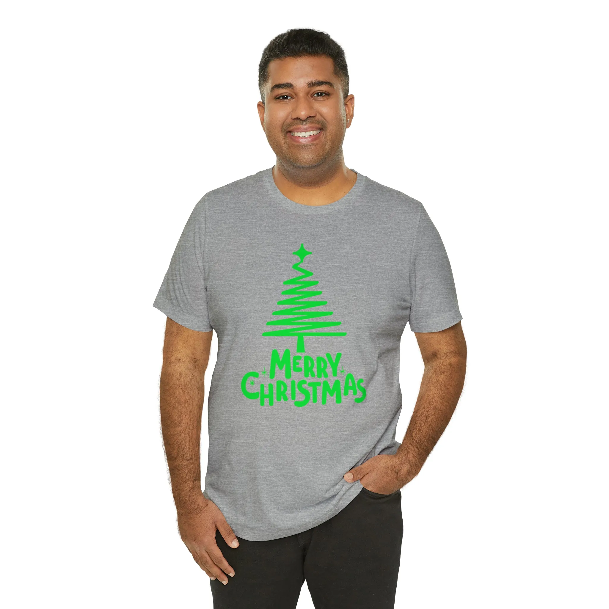 Green Merry Christmas Tree T-Shirt | Christmas Holiday Tee |  Bella Canvas 3001Unisex | Funny Party Short Sleeve Tshirt