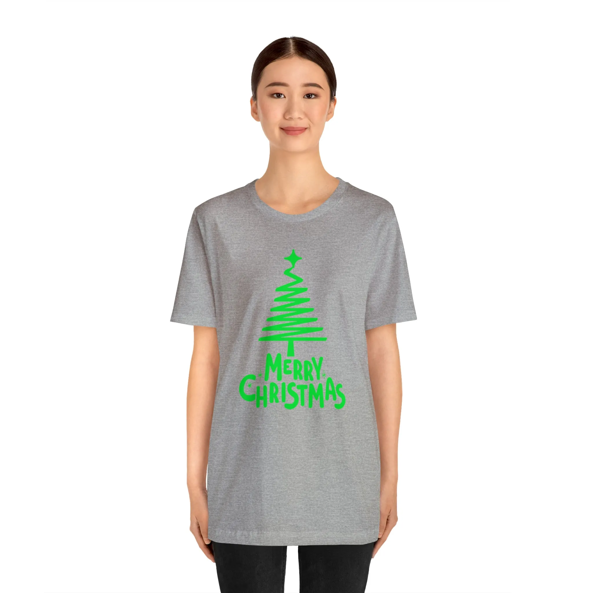 Green Merry Christmas Tree T-Shirt | Christmas Holiday Tee |  Bella Canvas 3001Unisex | Funny Party Short Sleeve Tshirt