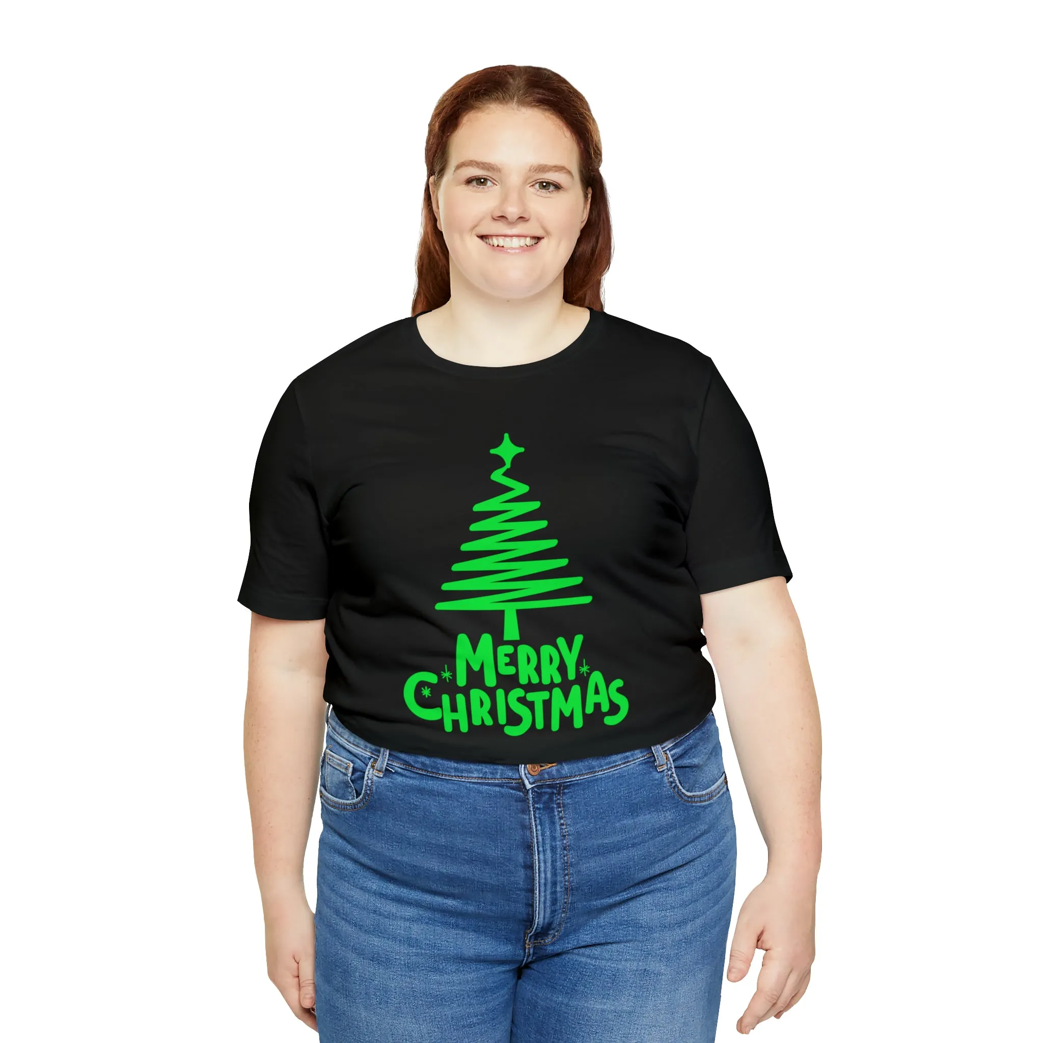 Green Merry Christmas Tree T-Shirt | Christmas Holiday Tee |  Bella Canvas 3001Unisex | Funny Party Short Sleeve Tshirt