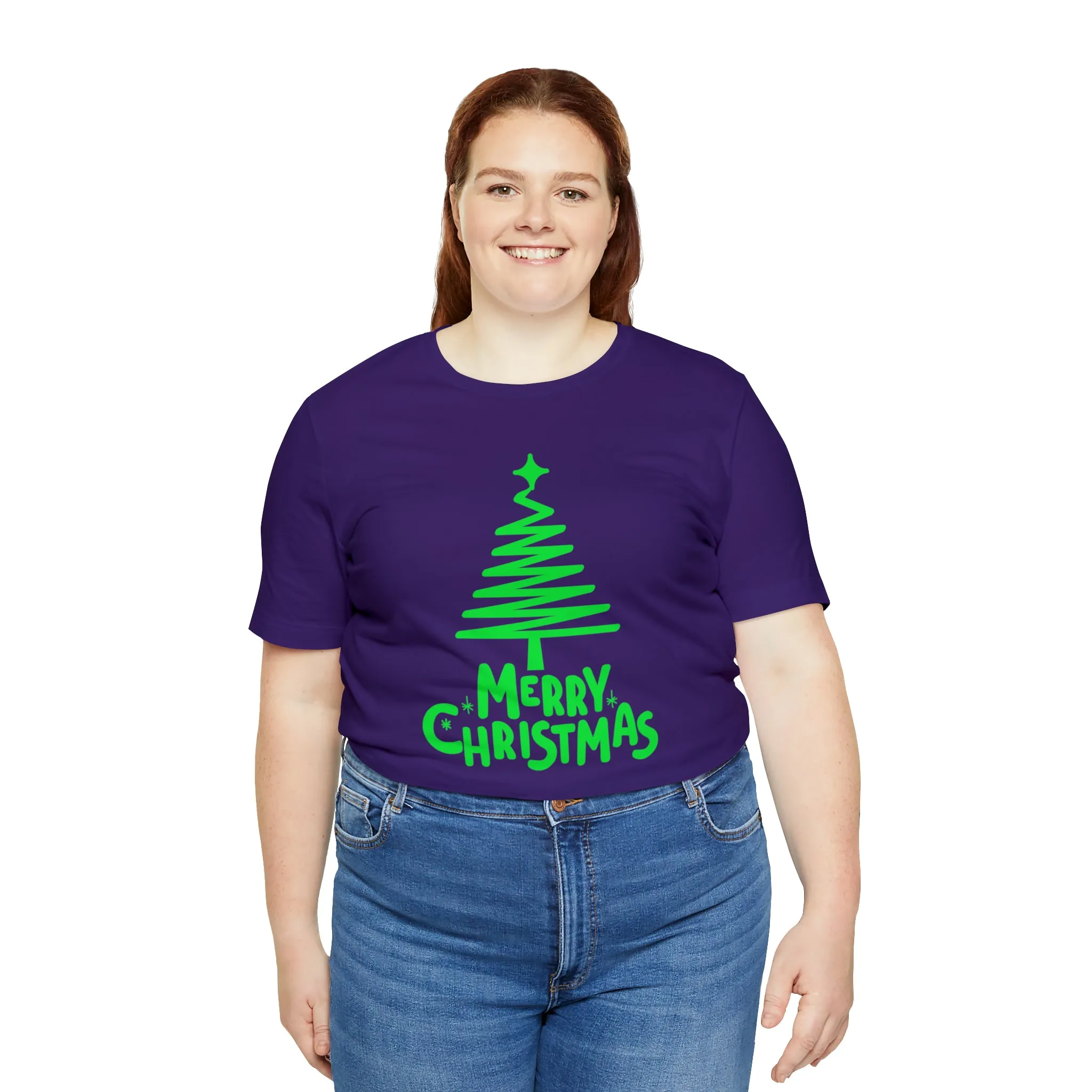 Green Merry Christmas Tree T-Shirt | Christmas Holiday Tee |  Bella Canvas 3001Unisex | Funny Party Short Sleeve Tshirt