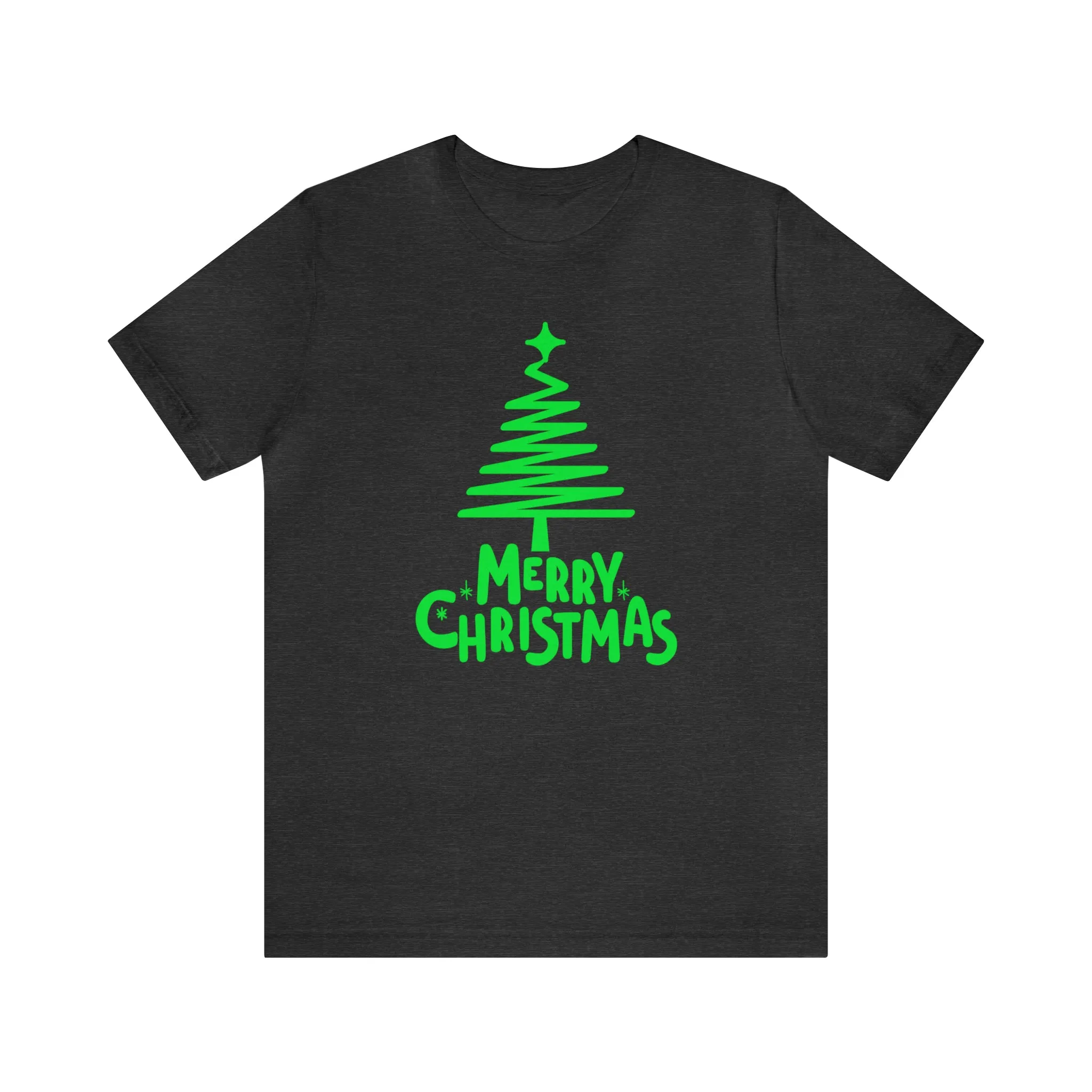 Green Merry Christmas Tree T-Shirt | Christmas Holiday Tee |  Bella Canvas 3001Unisex | Funny Party Short Sleeve Tshirt
