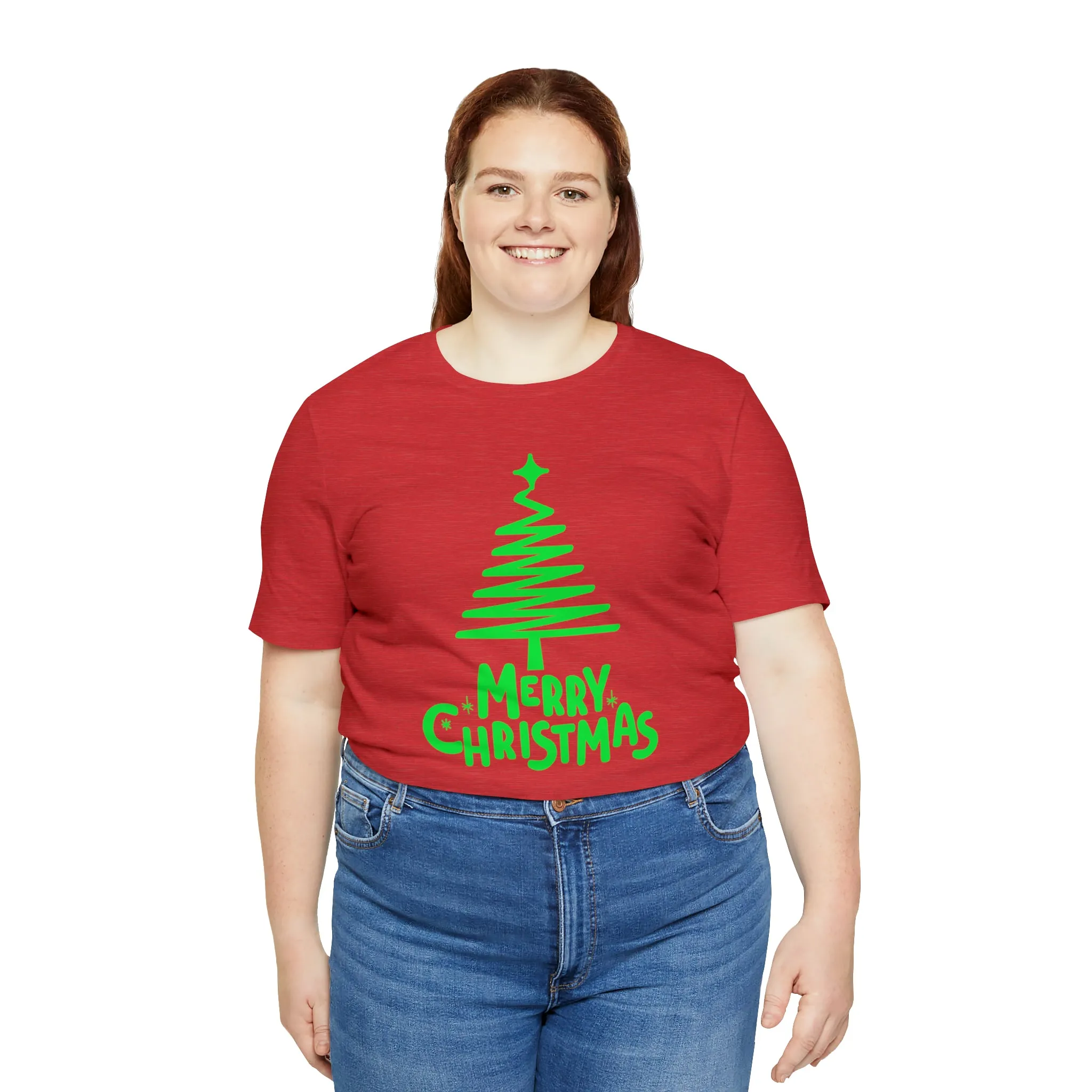 Green Merry Christmas Tree T-Shirt | Christmas Holiday Tee |  Bella Canvas 3001Unisex | Funny Party Short Sleeve Tshirt