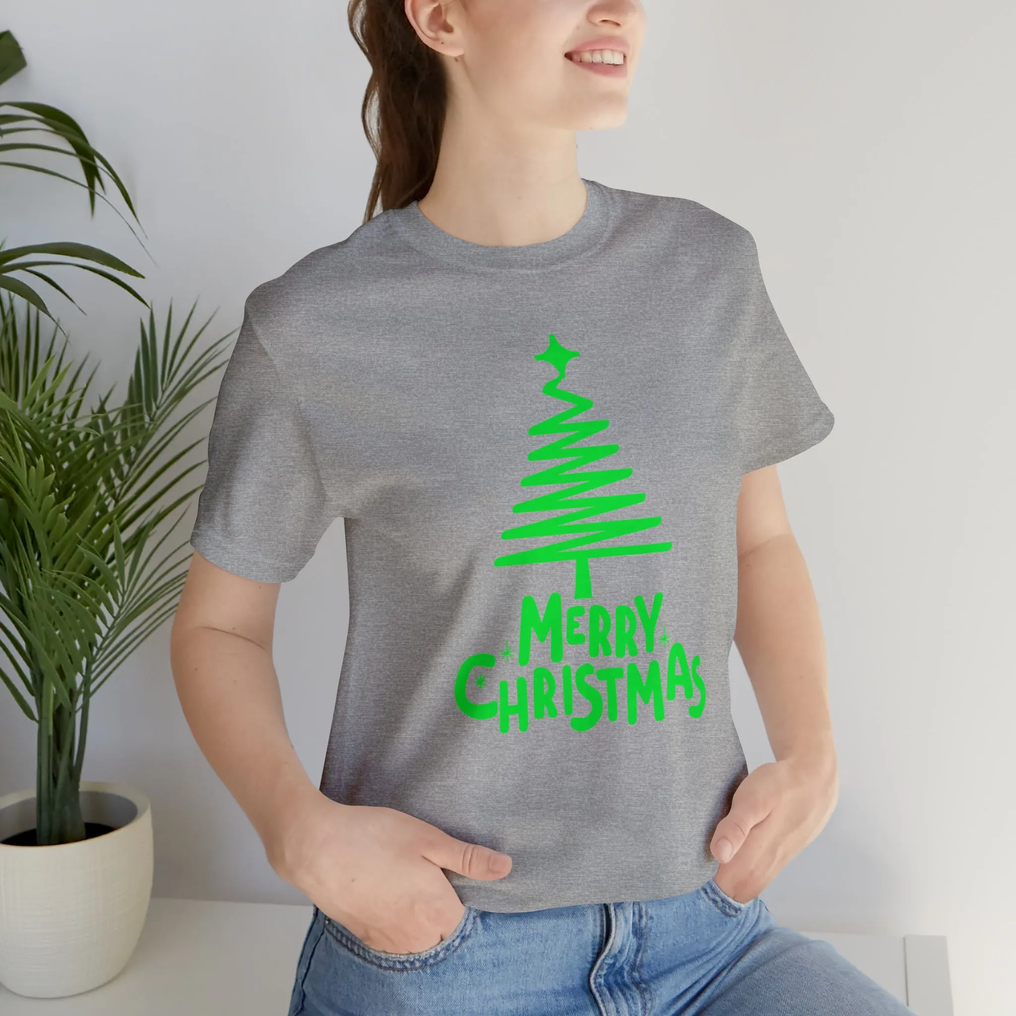 Green Merry Christmas Tree T-Shirt | Christmas Holiday Tee |  Bella Canvas 3001Unisex | Funny Party Short Sleeve Tshirt