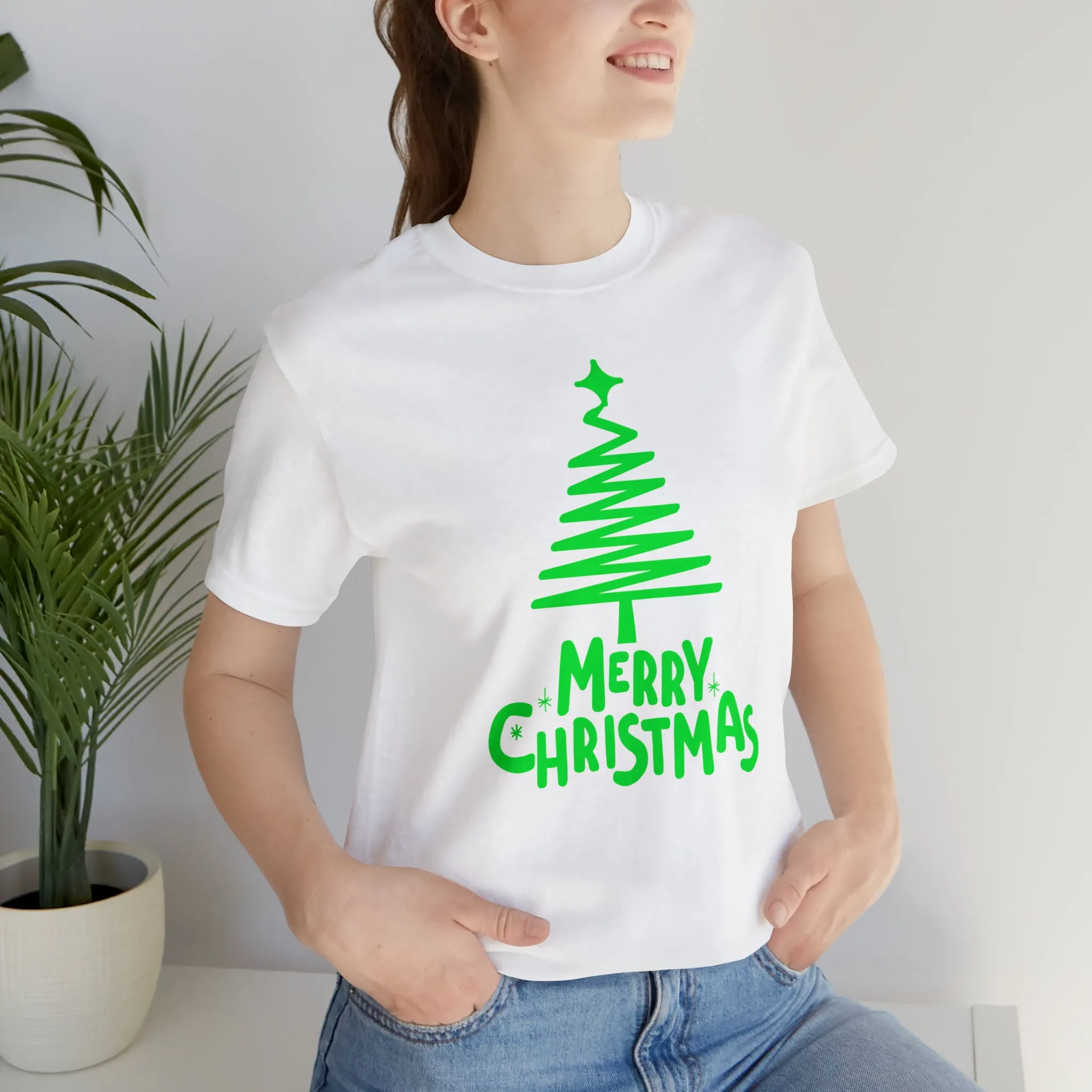 Green Merry Christmas Tree T-Shirt | Christmas Holiday Tee |  Bella Canvas 3001Unisex | Funny Party Short Sleeve Tshirt