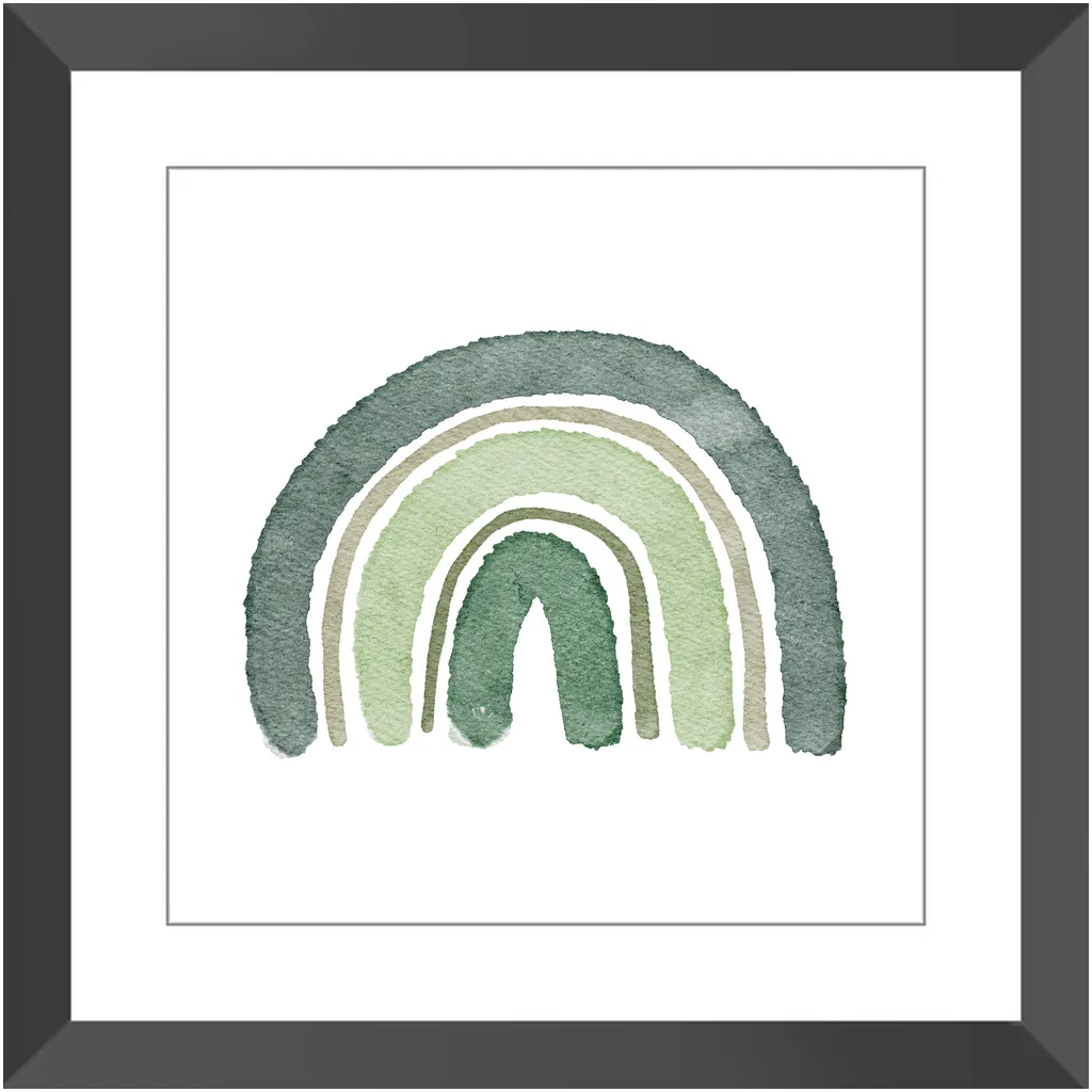 Green Watercolor Rainbow Framed Print