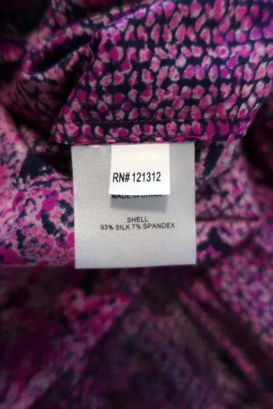 Gryphon Dress Gypset Sequin-Trim Pink Printed Silk Size Small Short Sleeve NEW