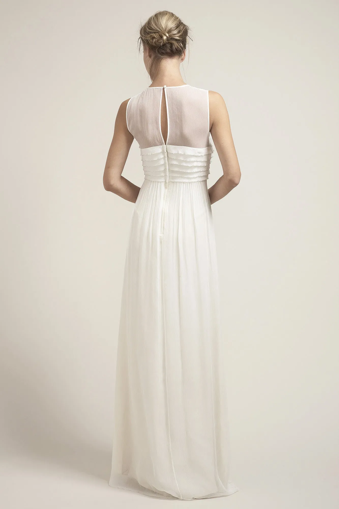 HB6899 Art Deco Inspired Pleated Silk Chiffon Wedding Dress