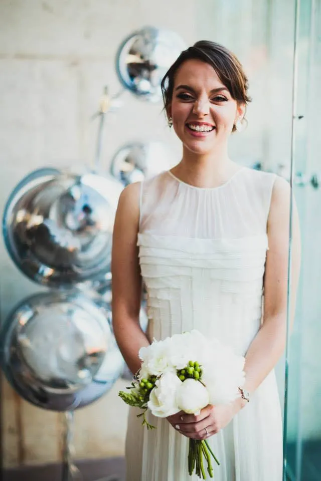 HB6899 Art Deco Inspired Pleated Silk Chiffon Wedding Dress