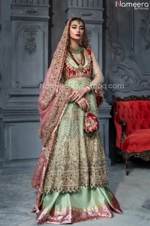 Heavy Mint Green Walima Dress for Bridal Wear #BN1024
