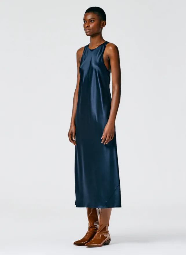 Heavy Satin Midi Bias Dress