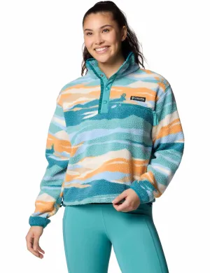 Helvetia II Cropped Sherpa Half Snap Printed Fleece - Teal Rogue Valley