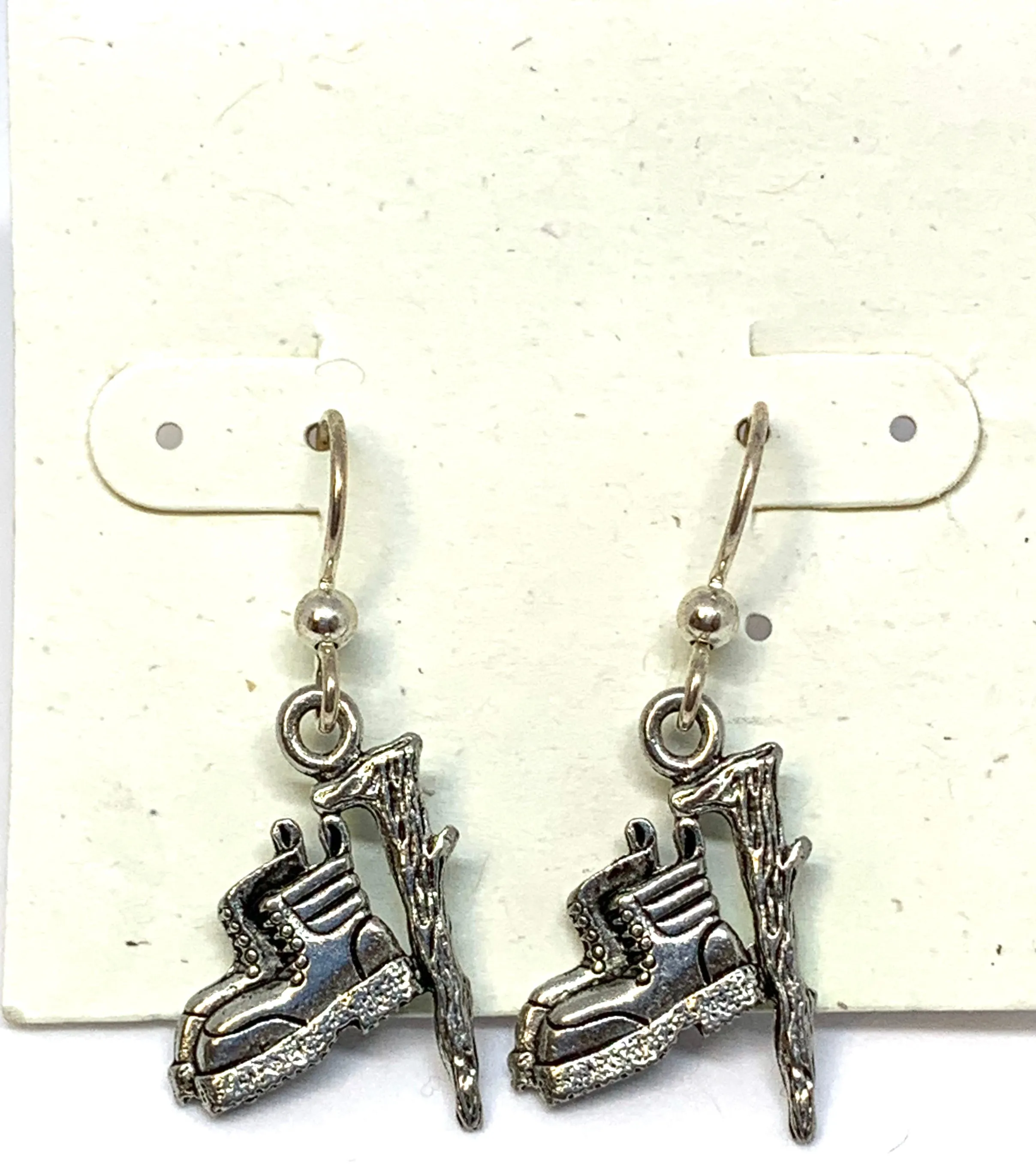 Hiking Boot with Walking Stick Earrings